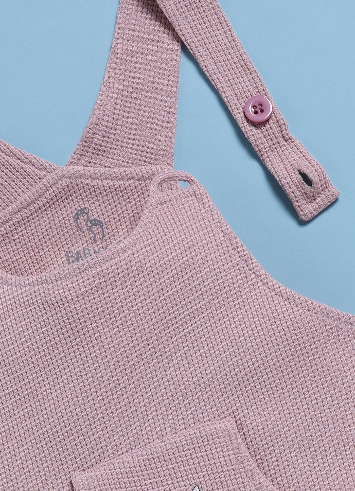 Half Sleeve Dungaree for Girls - Mauve Happy Bunny Face
