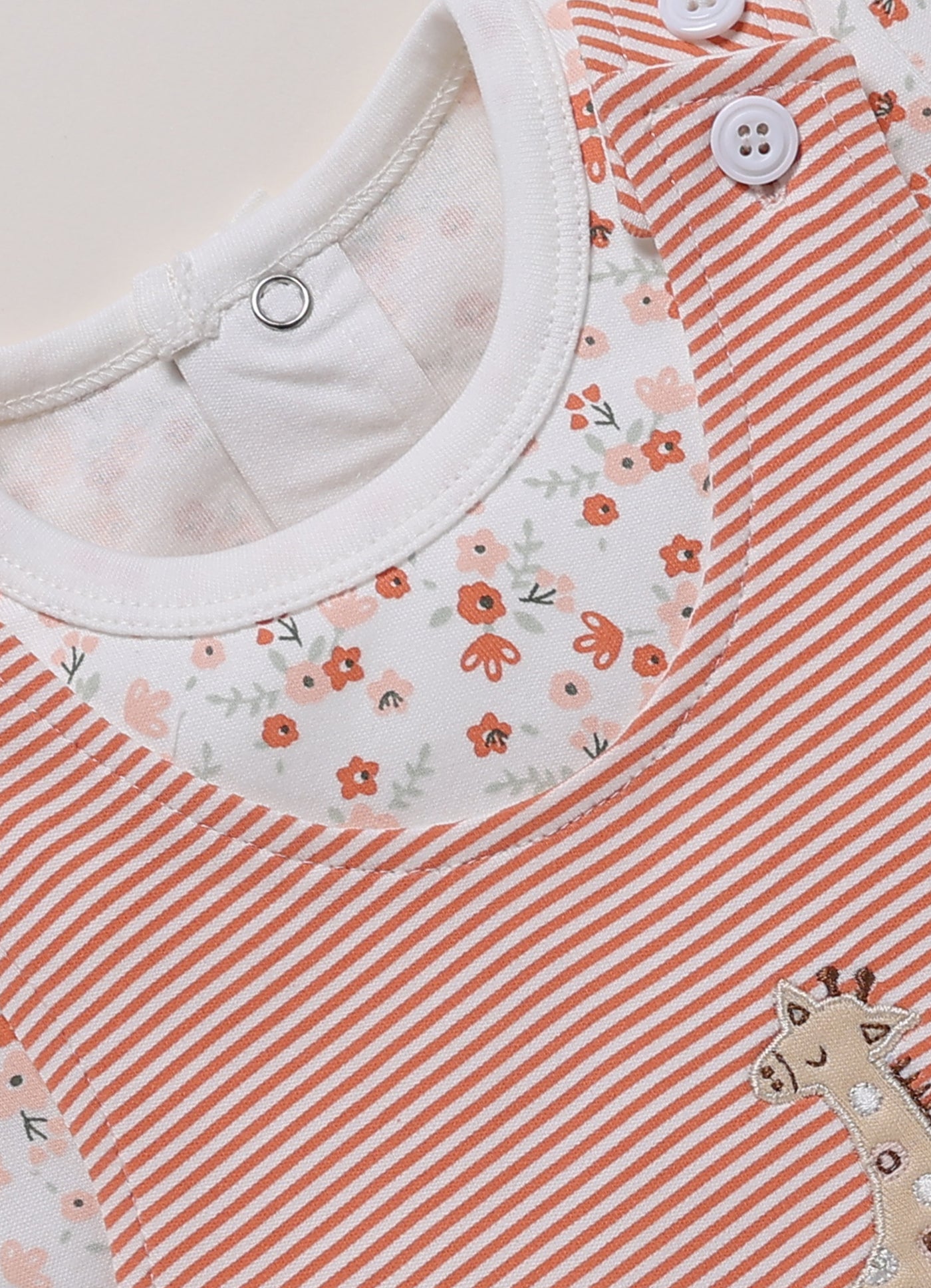 Half Sleeve Dungaree for Girls - Pink Simple Giraffe