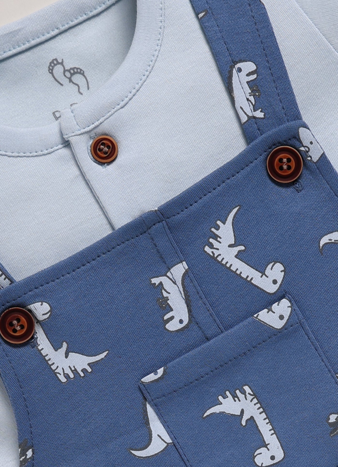 Half Sleeve Dungaree for Boys – Navy Blue Little Dinos