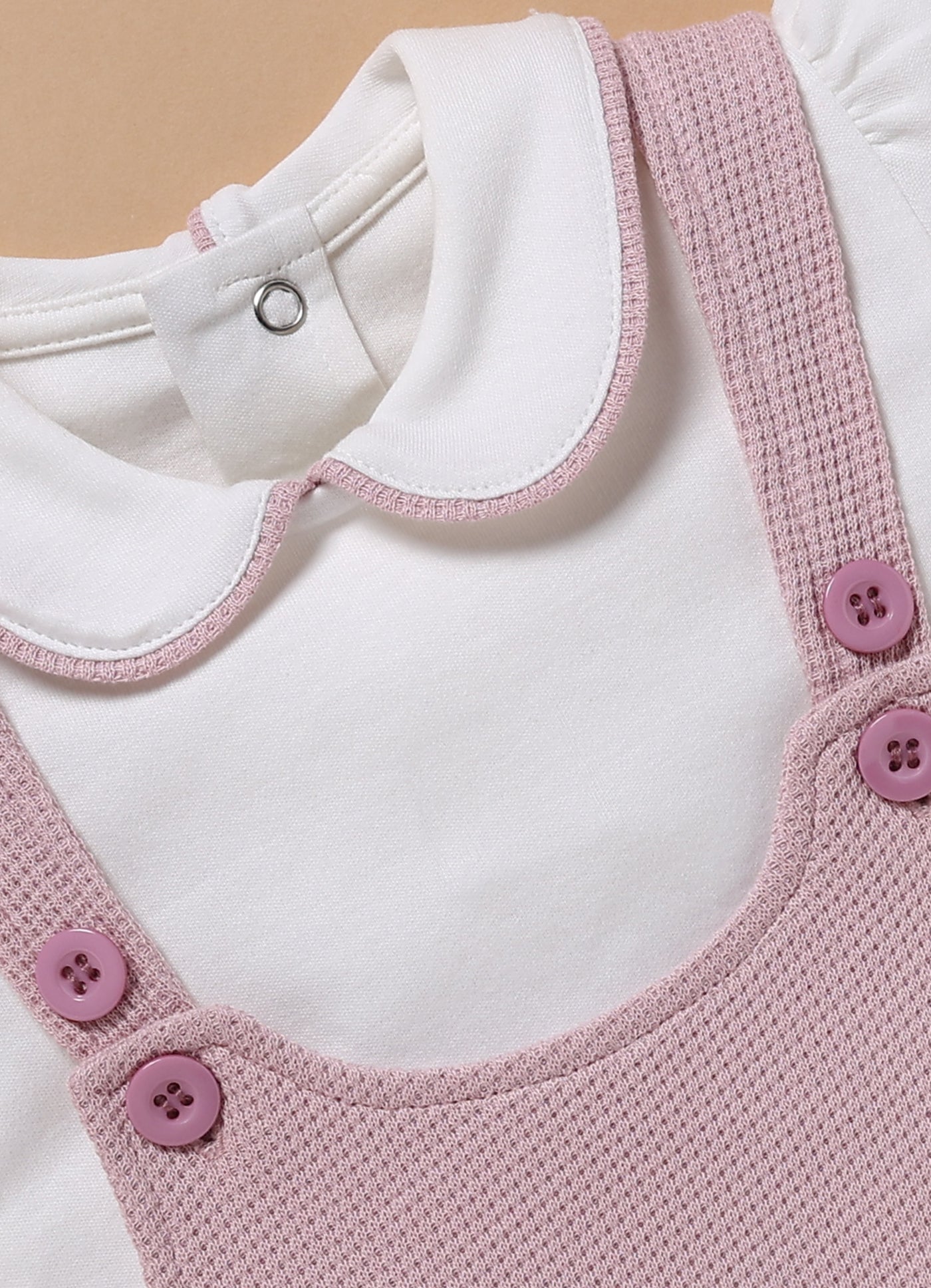 Half Sleeve Dungaree for Girls - Mauve Butterfly Pocket