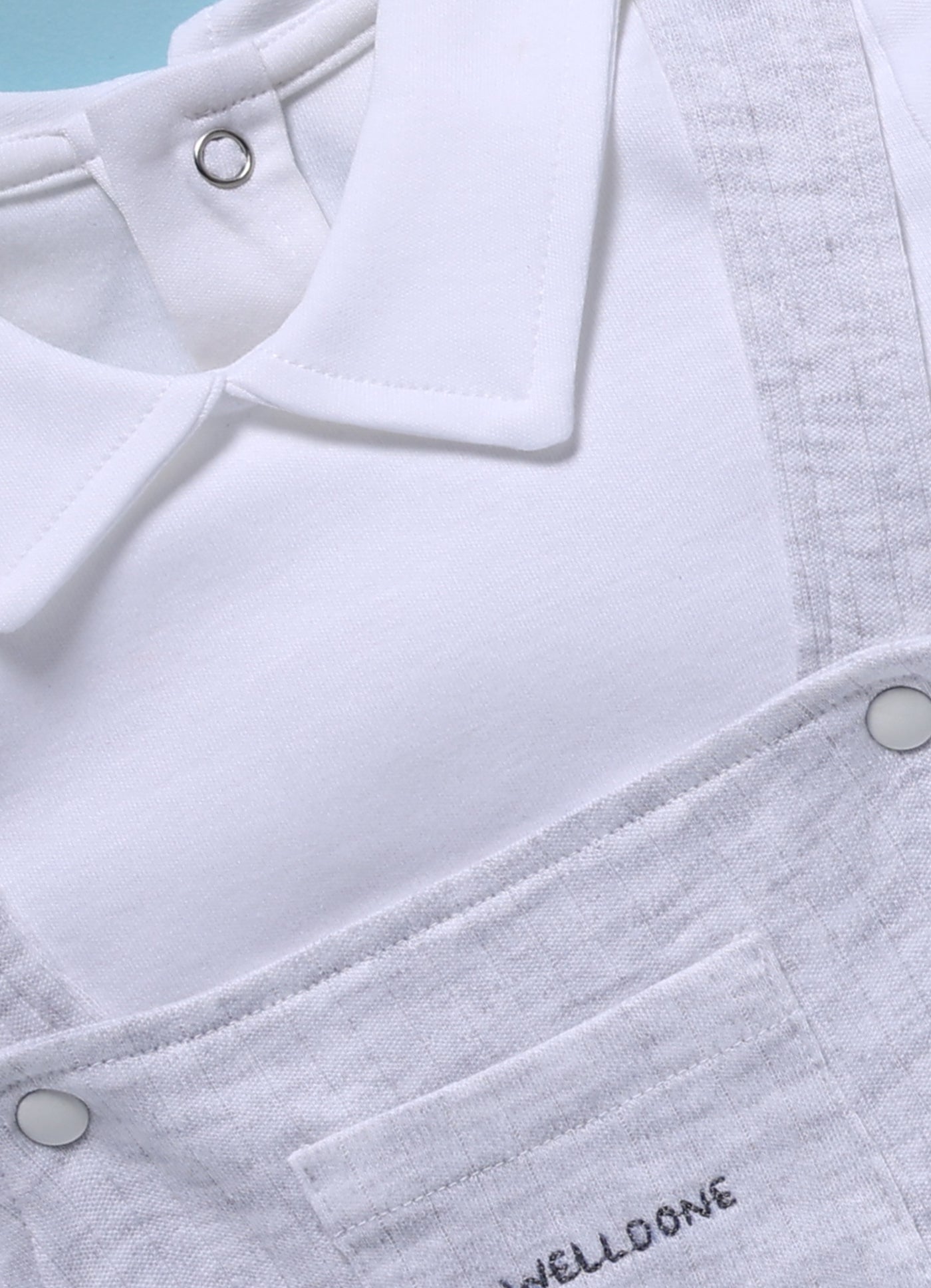 Half Sleeve Dungaree for Boys – White Melange Well Done!
