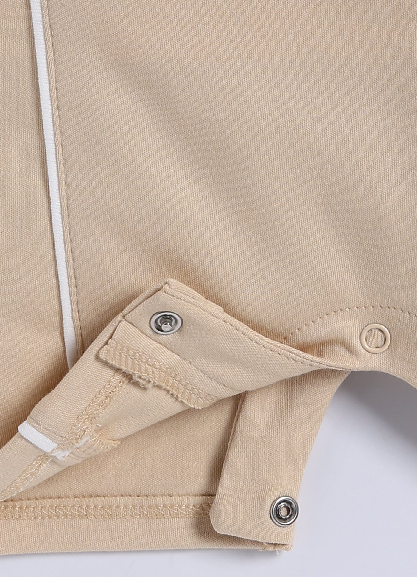 Half Sleeve Dungaree for Boys - Beige Striped Collar