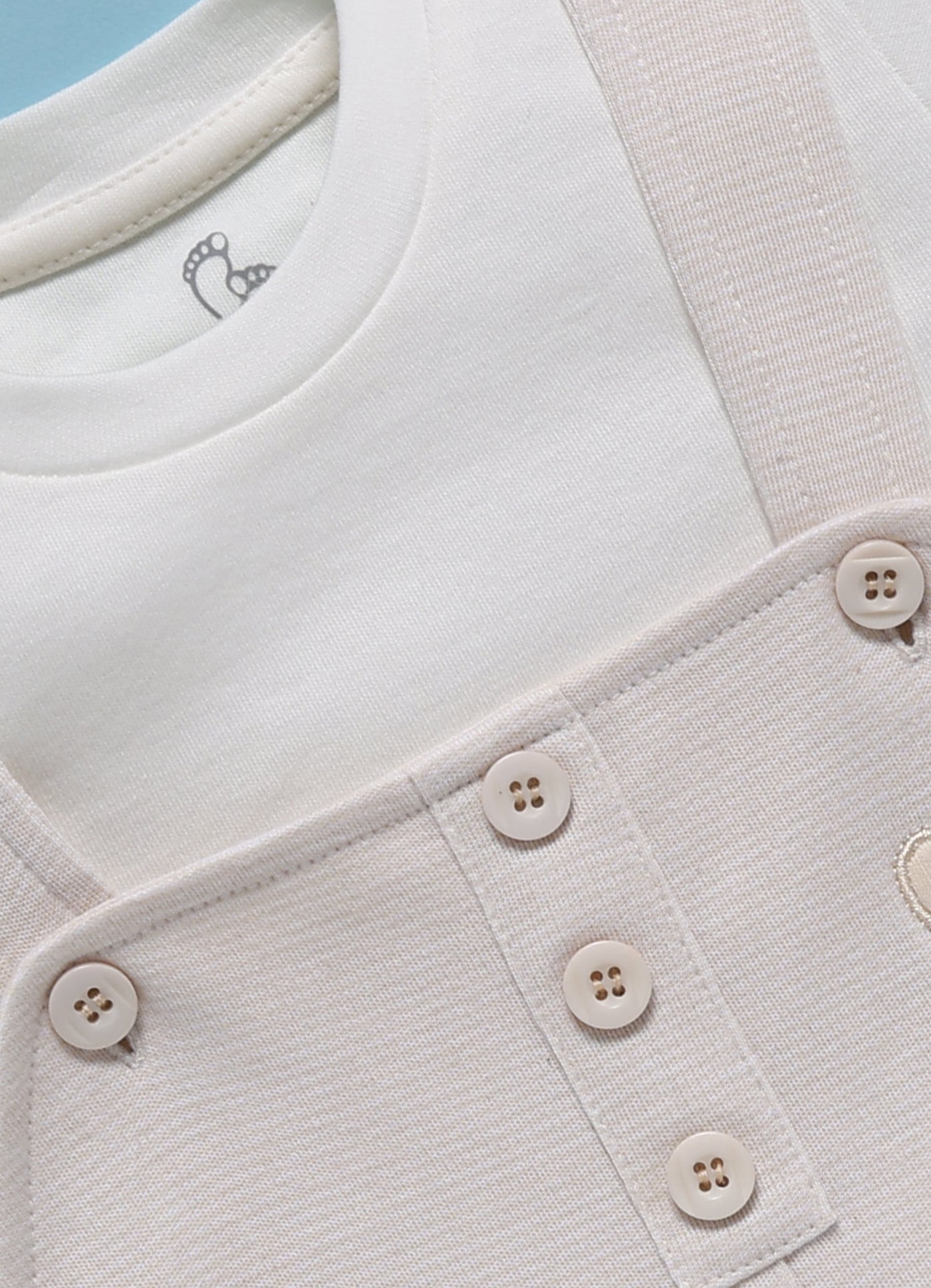 Half Sleeve Dungaree for Boys – Cream Happy Bunny