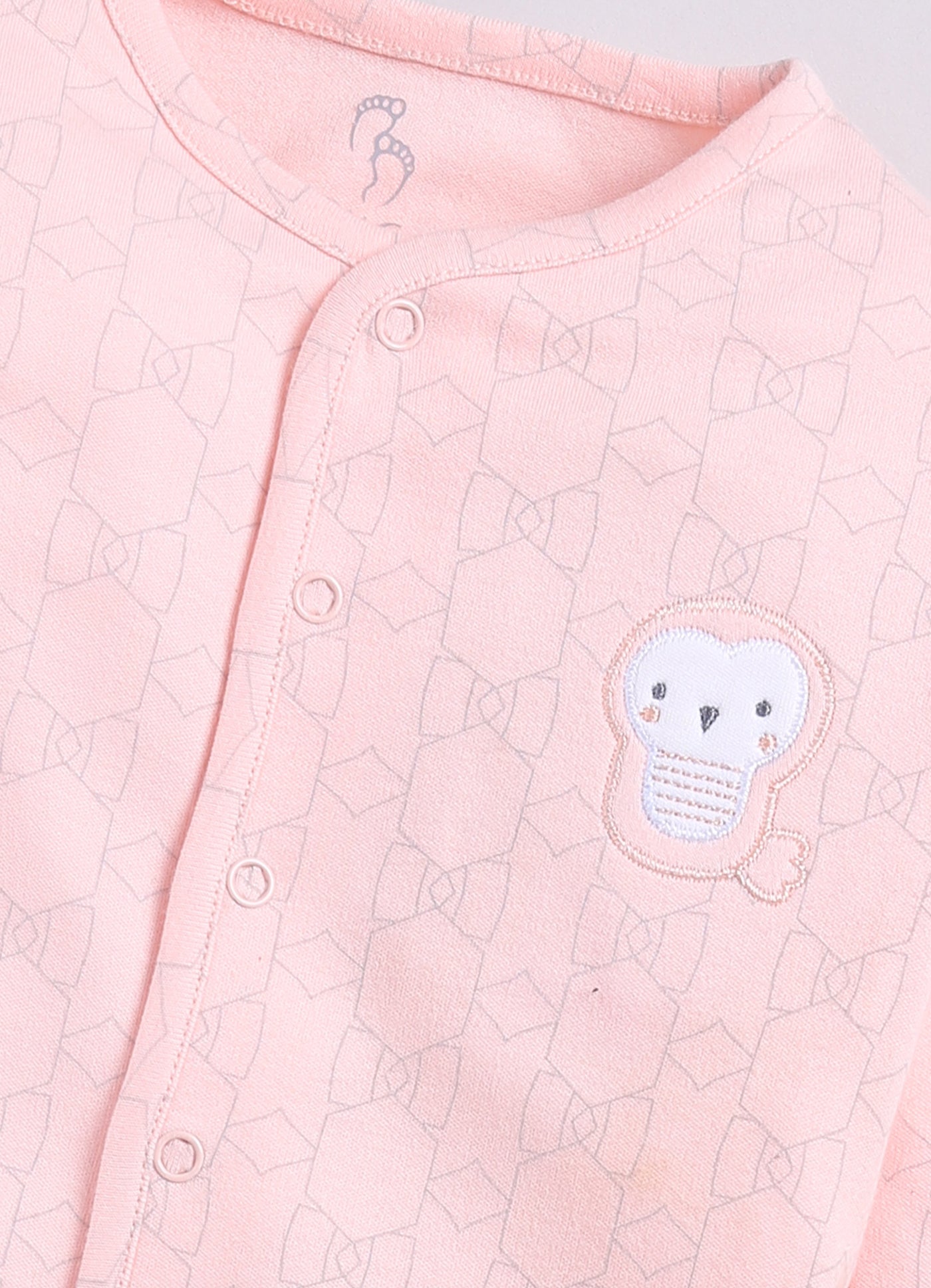 Baby Girl Printed Full Sleeve Night Suit-PEACH