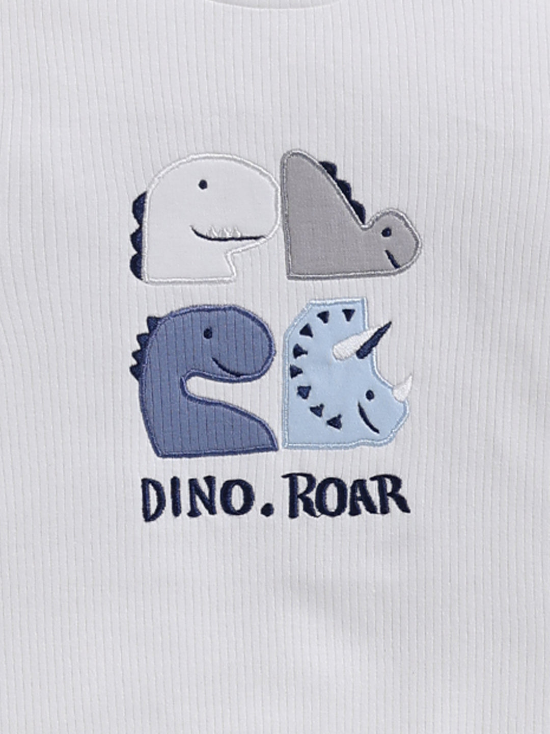 Top & Bottom for Boys - Navy Blue Dino Roar Embroidered