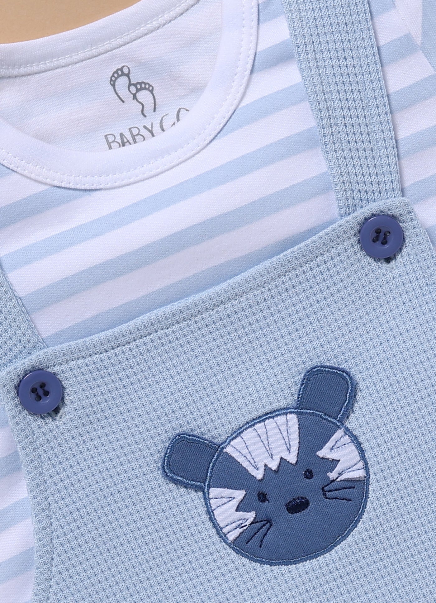 Half Sleeve Dungaree for Boys – Sky Blue Cute Tiger
