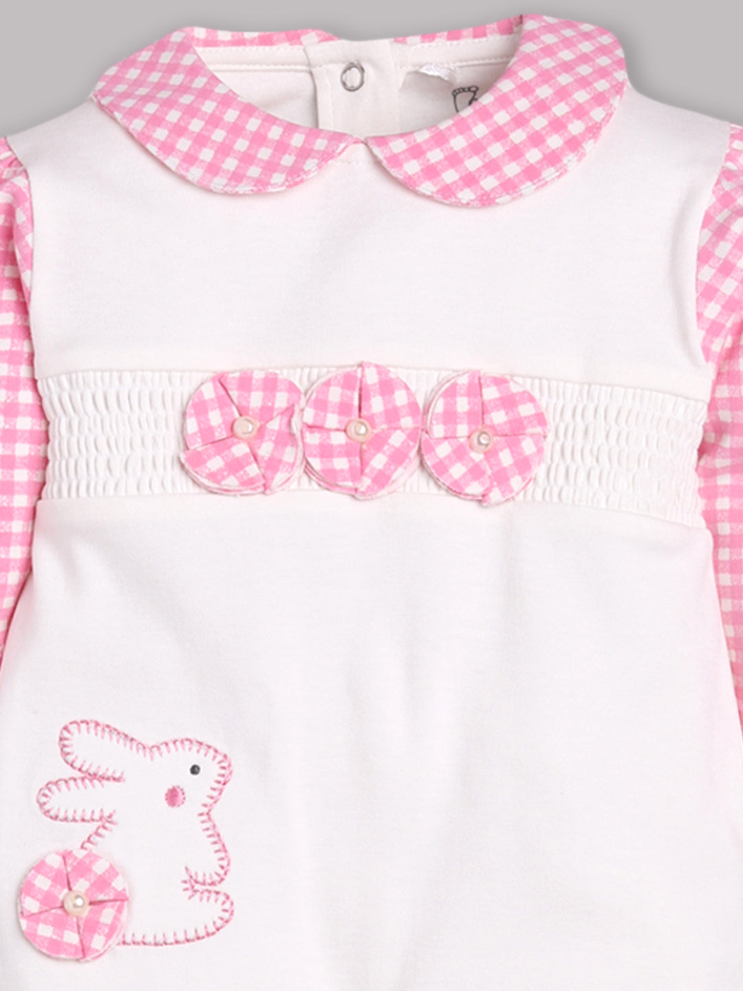 BABY GO 100% Pure Cotton Full Sleeves Rompers/Bodysuit/Sleepsuit for Baby Girls-PINK