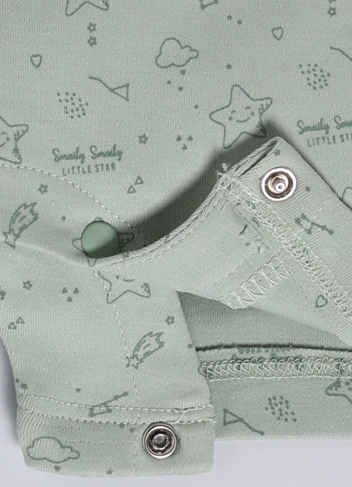 Half Sleeve Dungaree for Boys - Mint Green Starry Bear