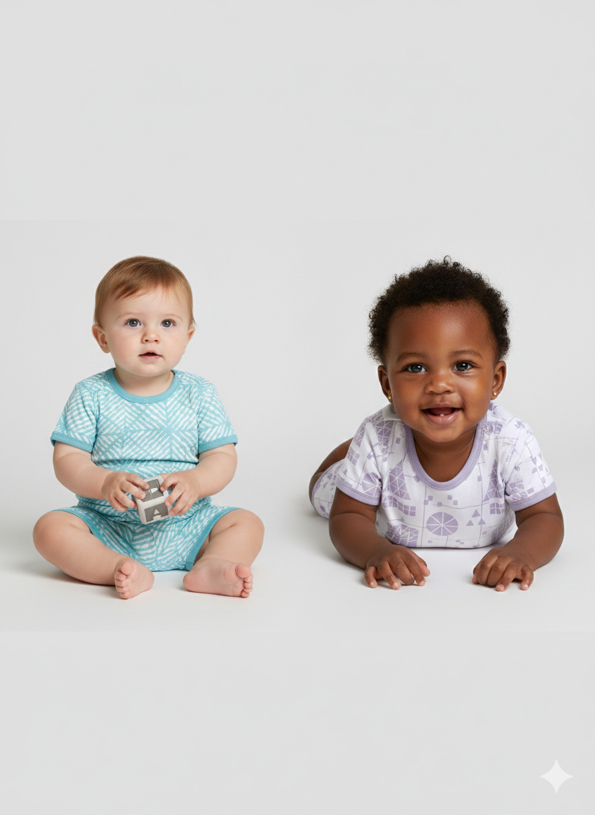 Half Sleeve Top & Bottom for Boys - Sea Green & Off-White