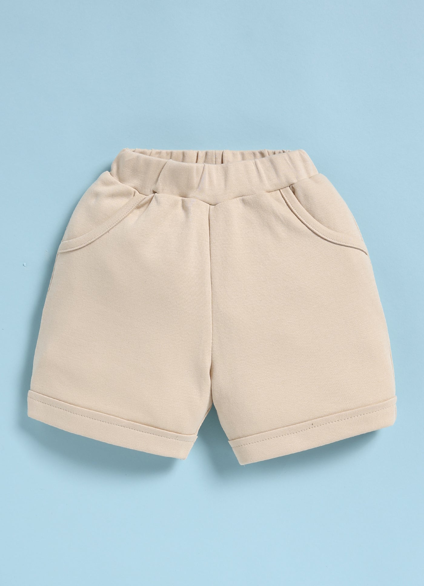 Half-Sleeve Top & Bottom For Boys - Cream with Jacket