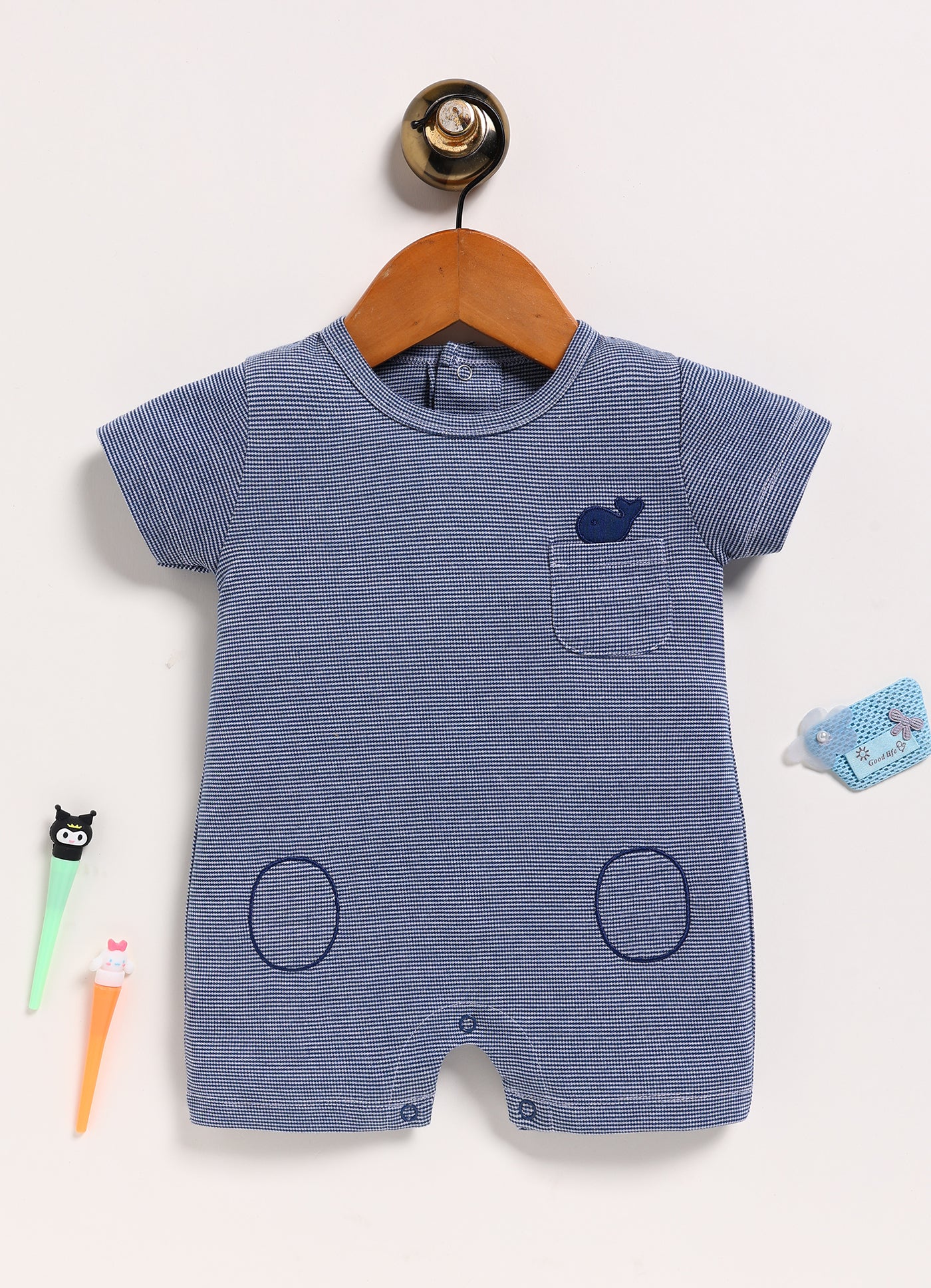 Half-Sleeve Romper for Boys – Blue Whale Romper
