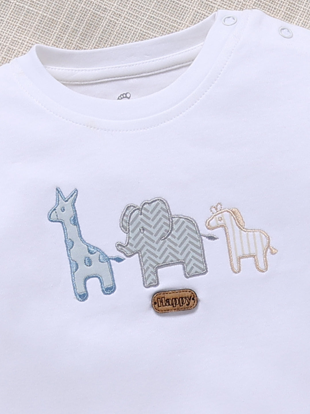 Top & Bottom for Boys - Cream Safari Animal