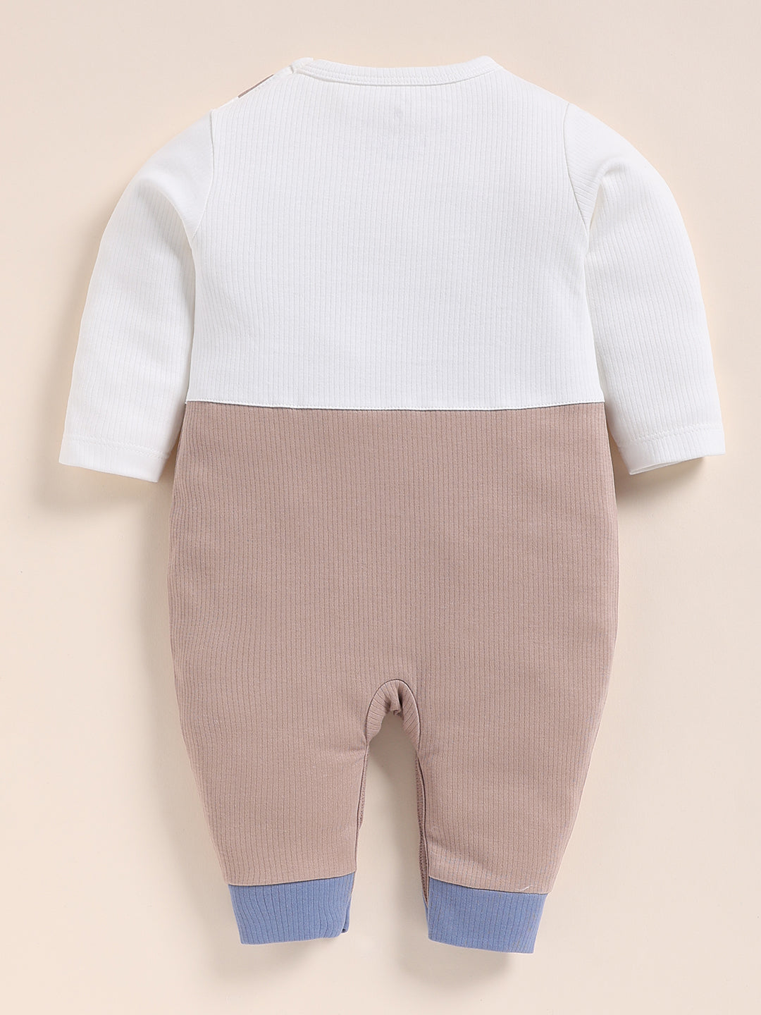 Full Sleeve Romper for Boys – Light Beige Hello Winter
