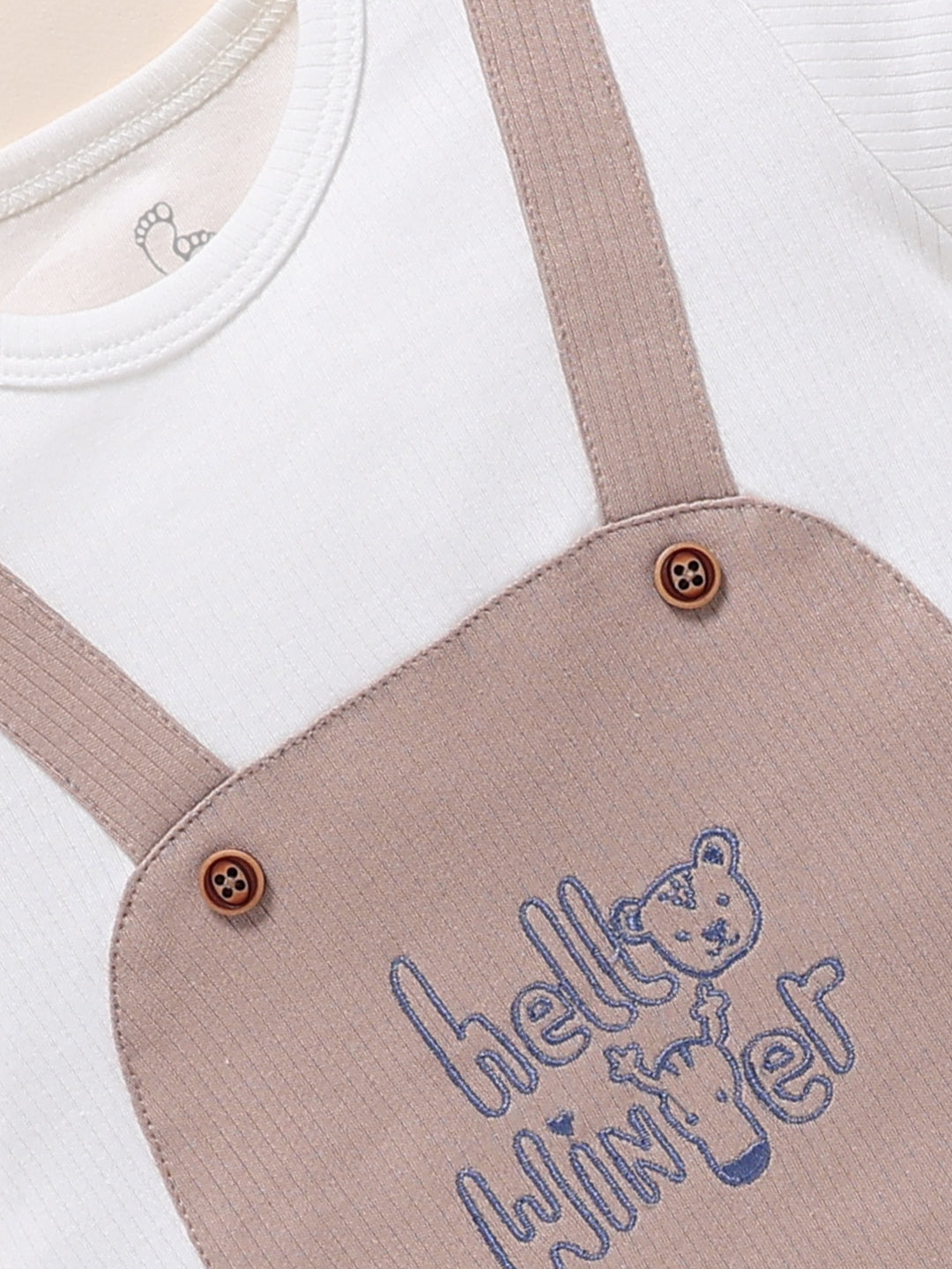 Full Sleeve Romper for Boys – Light Beige Hello Winter