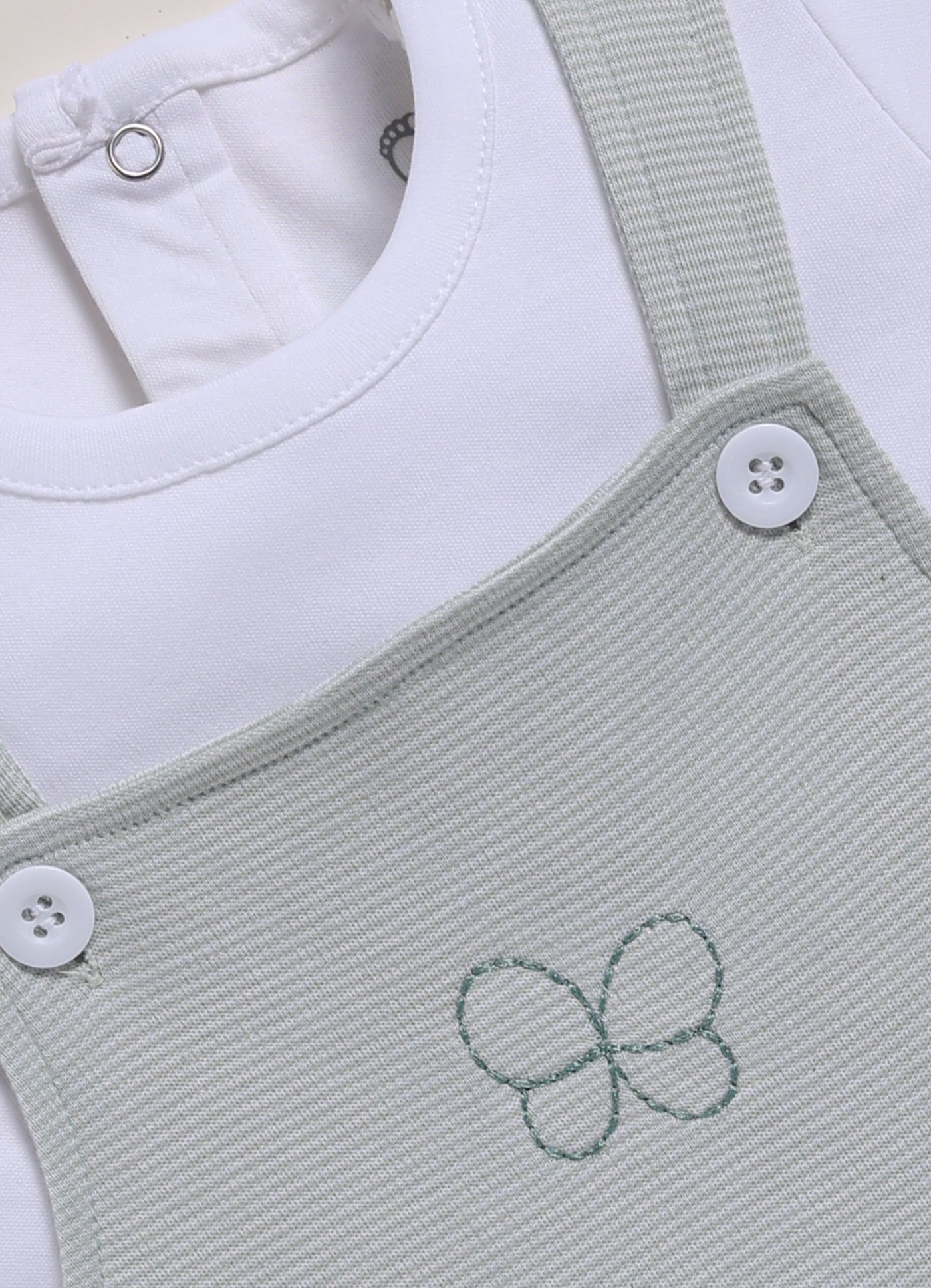 Half Sleeve Dungaree for Girls - Melange Butterfly Charm