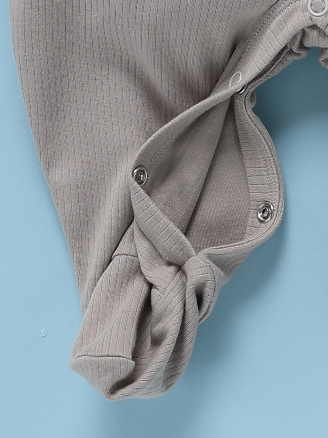 Full Sleeve Romper for Boys – Light Grey Ribbed Embroidered