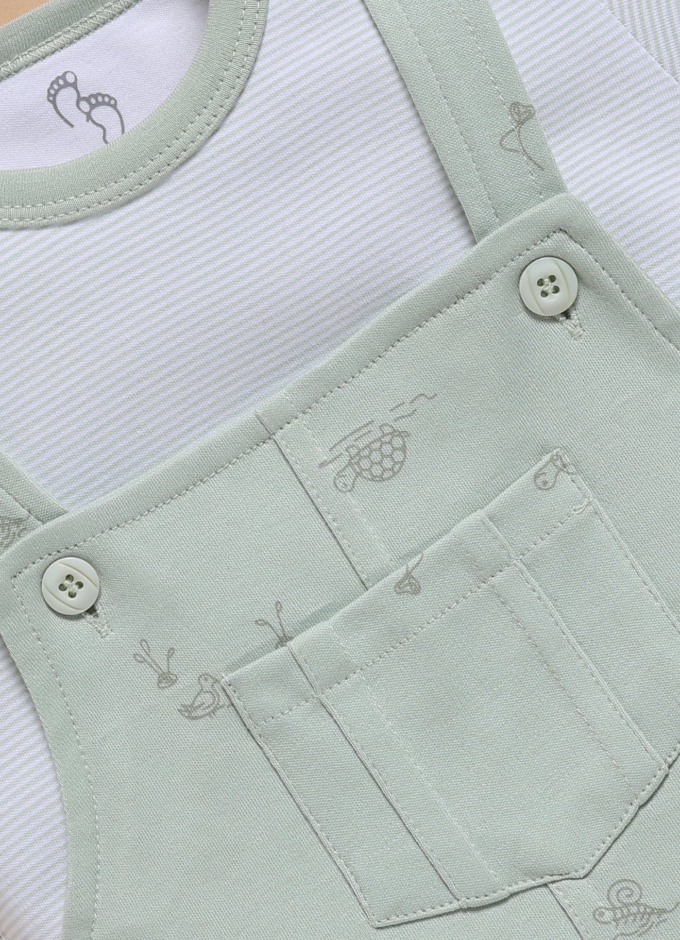 Half Sleeve Dungaree for Boys – Mint Green Nature Print