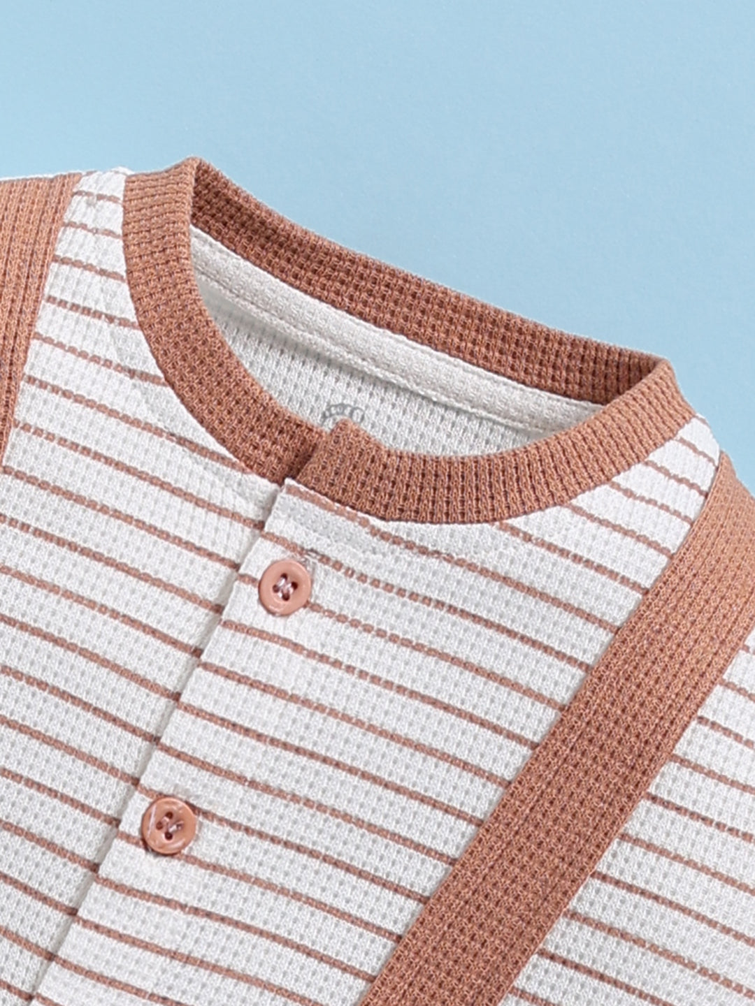 Full Sleeve Romper for Boys – Brown Waffle Knit