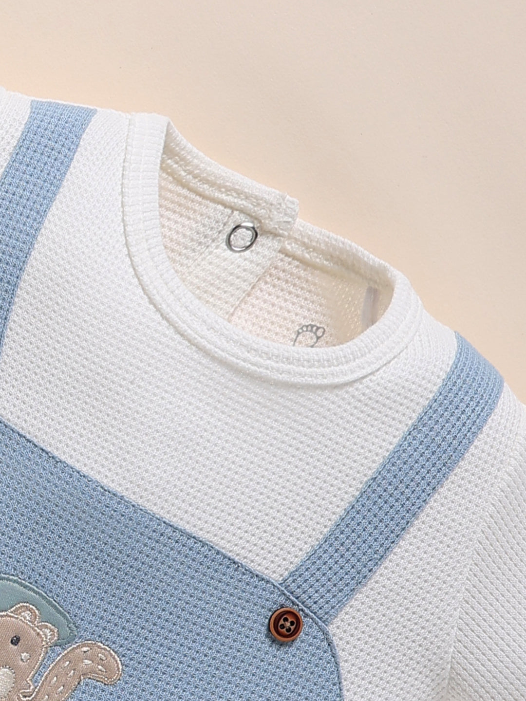 Full Sleeve Romper for Boys – Baby Blue Waffle-Knit Squirrel