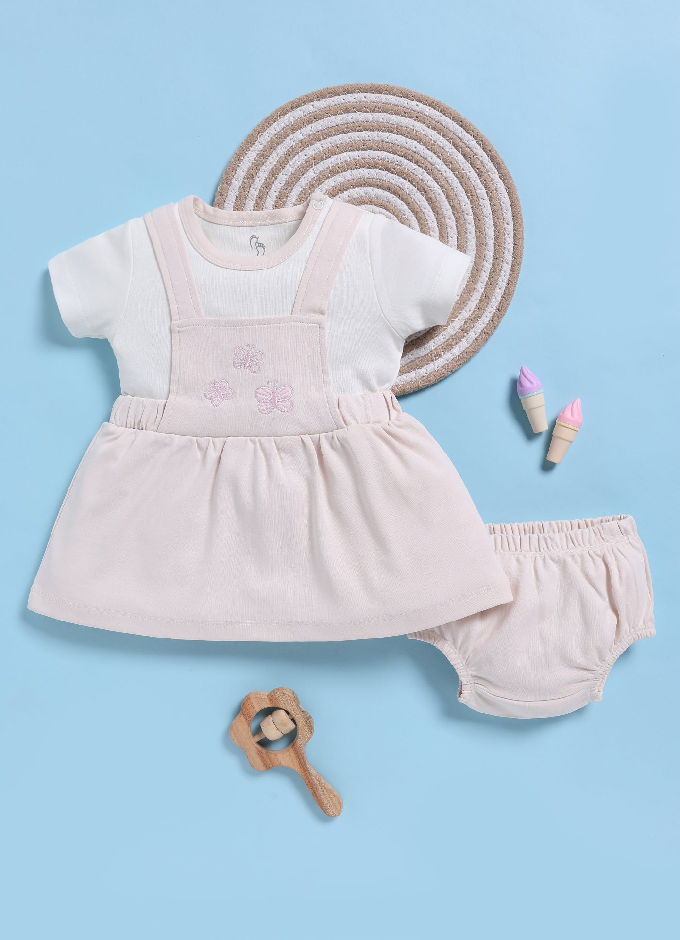Frock – Light Pink Three Butterflies