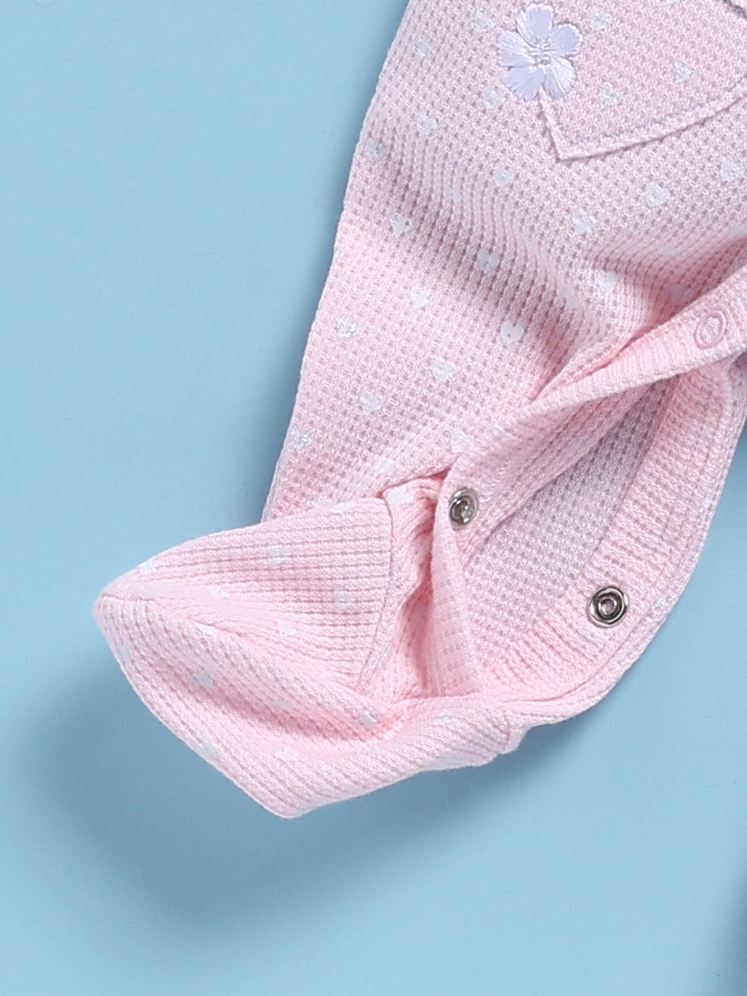 Full Sleeve Romper for Girls – Pink Waffle Knit