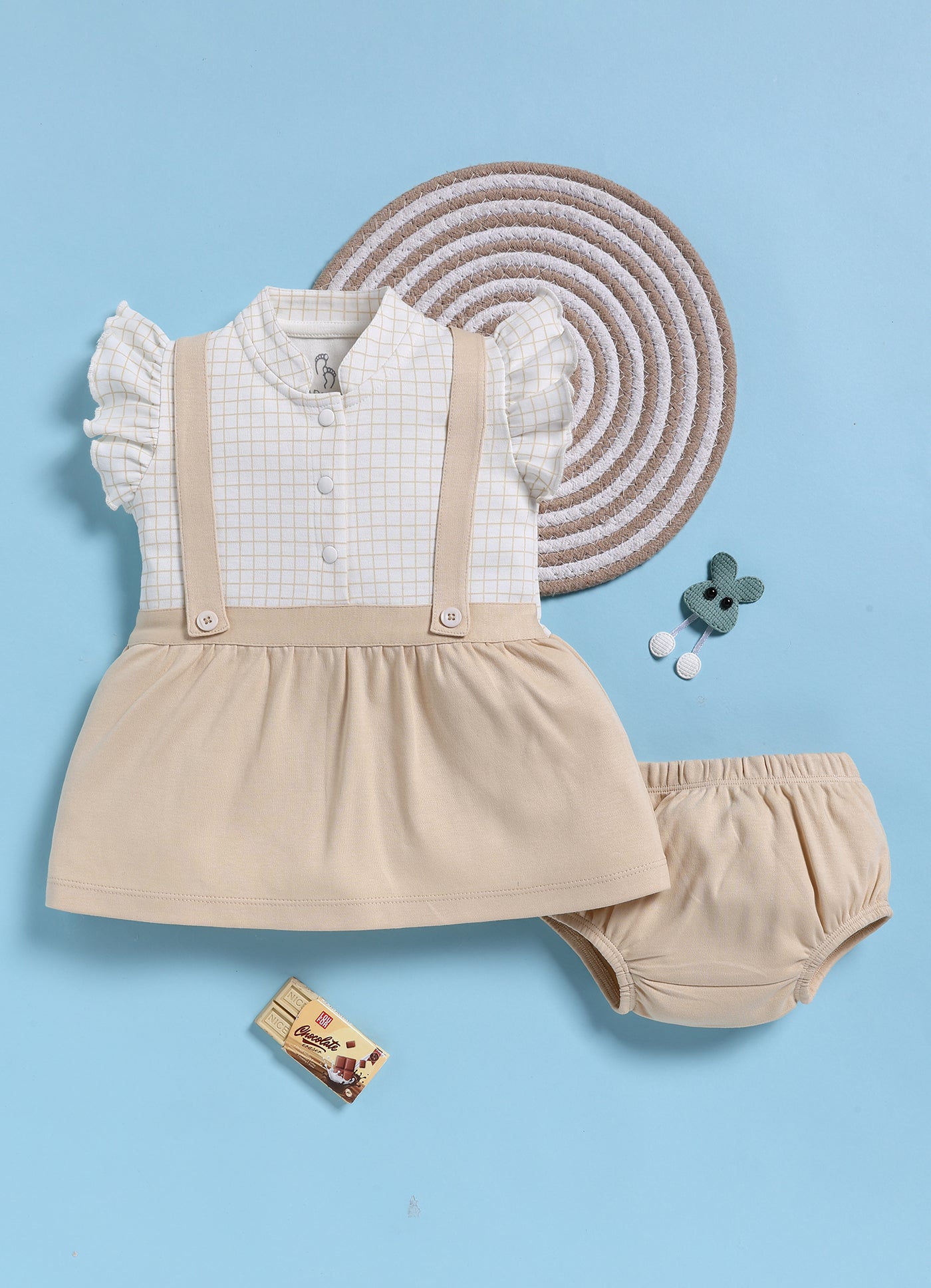 Frock – Dark Beige Grid Suspender