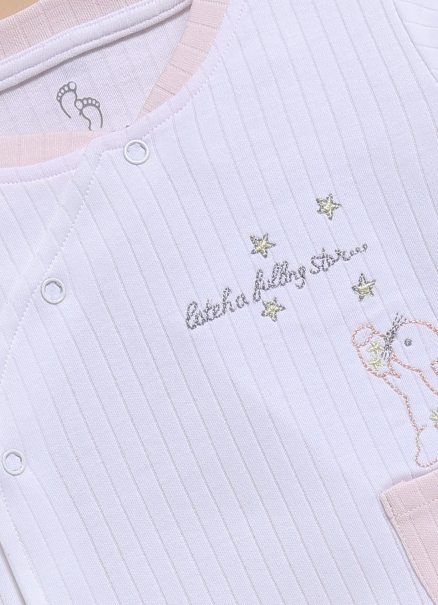Full-Sleeve Top & Bottom For Girls - Cream Falling Star