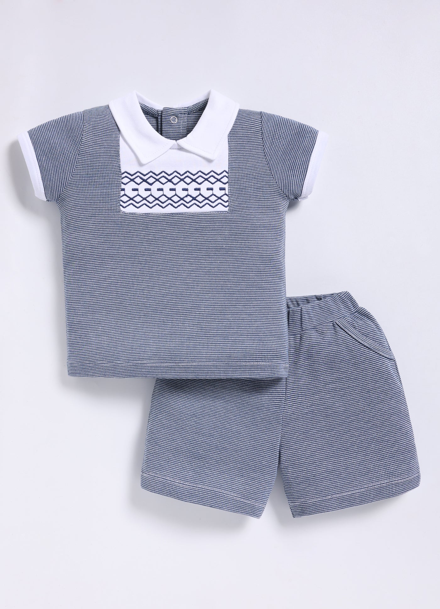 Half-Sleeve Top & Bottom For Boys - Charcoal Wavy