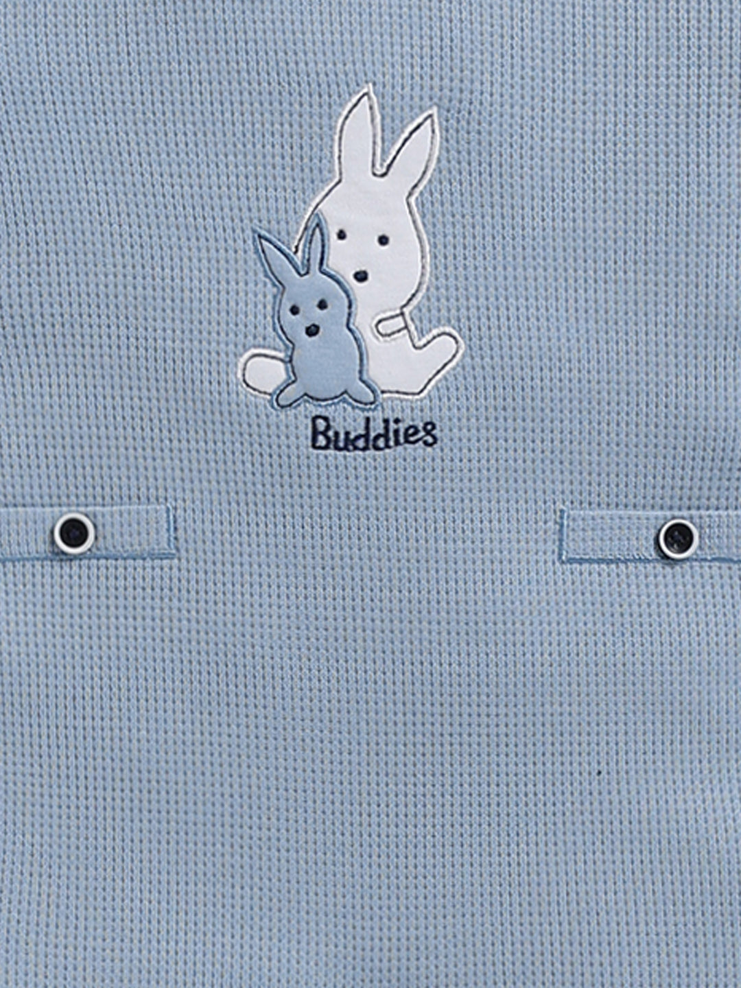 Full Sleeve Romper for Boys – Pastel Blue Waffle-Knit Bunny Footie