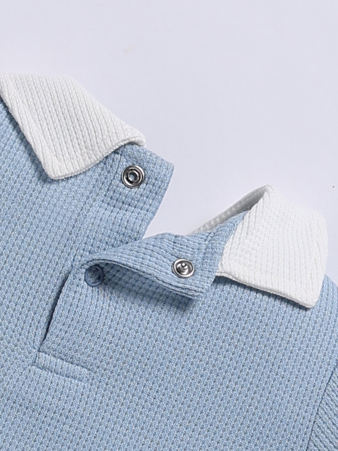 Full Sleeve Romper for Boys – Pastel Blue Waffle-Knit Bunny Footie