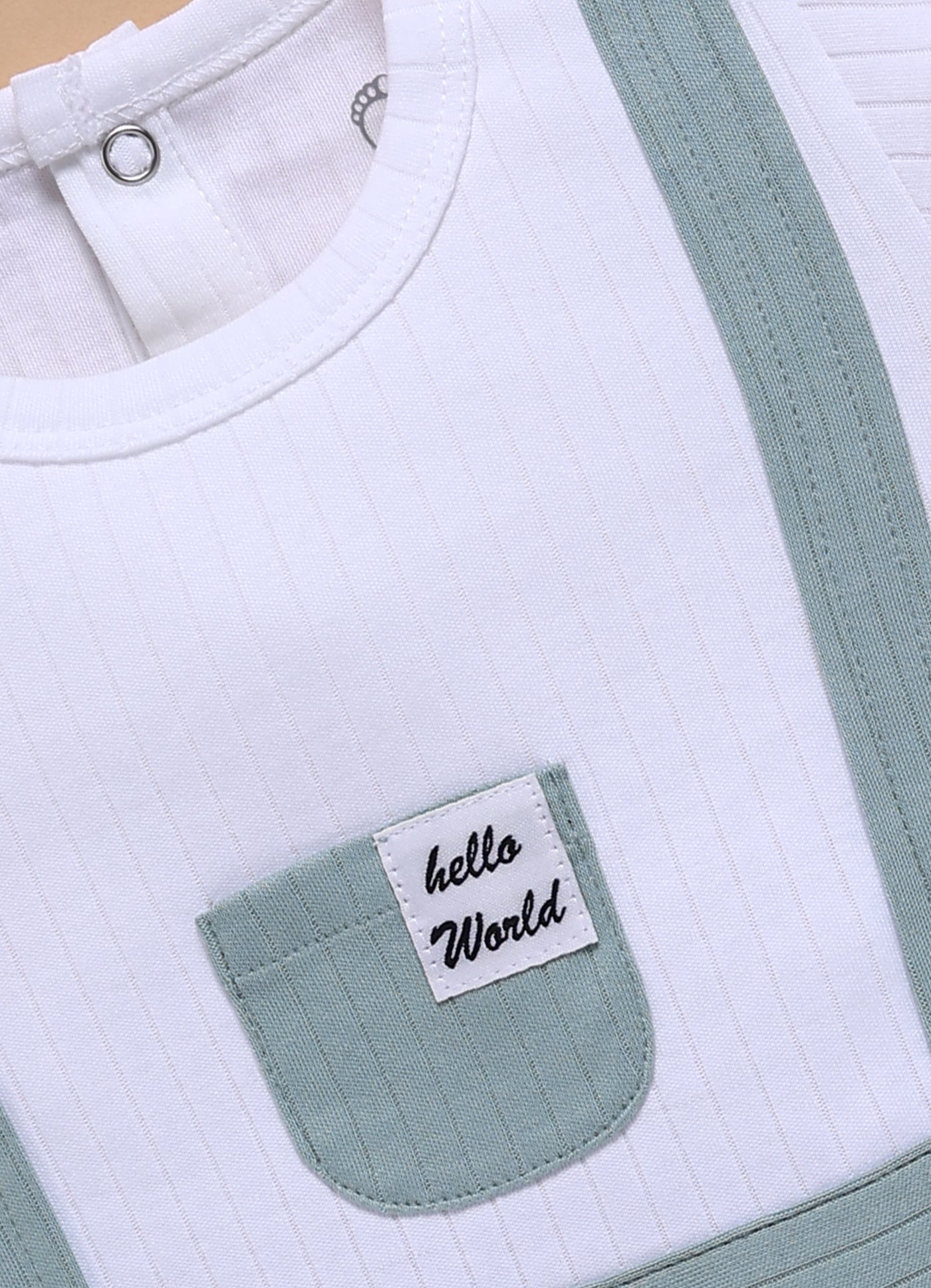 Half-Sleeve Romper for Boys – White Melange Hello World