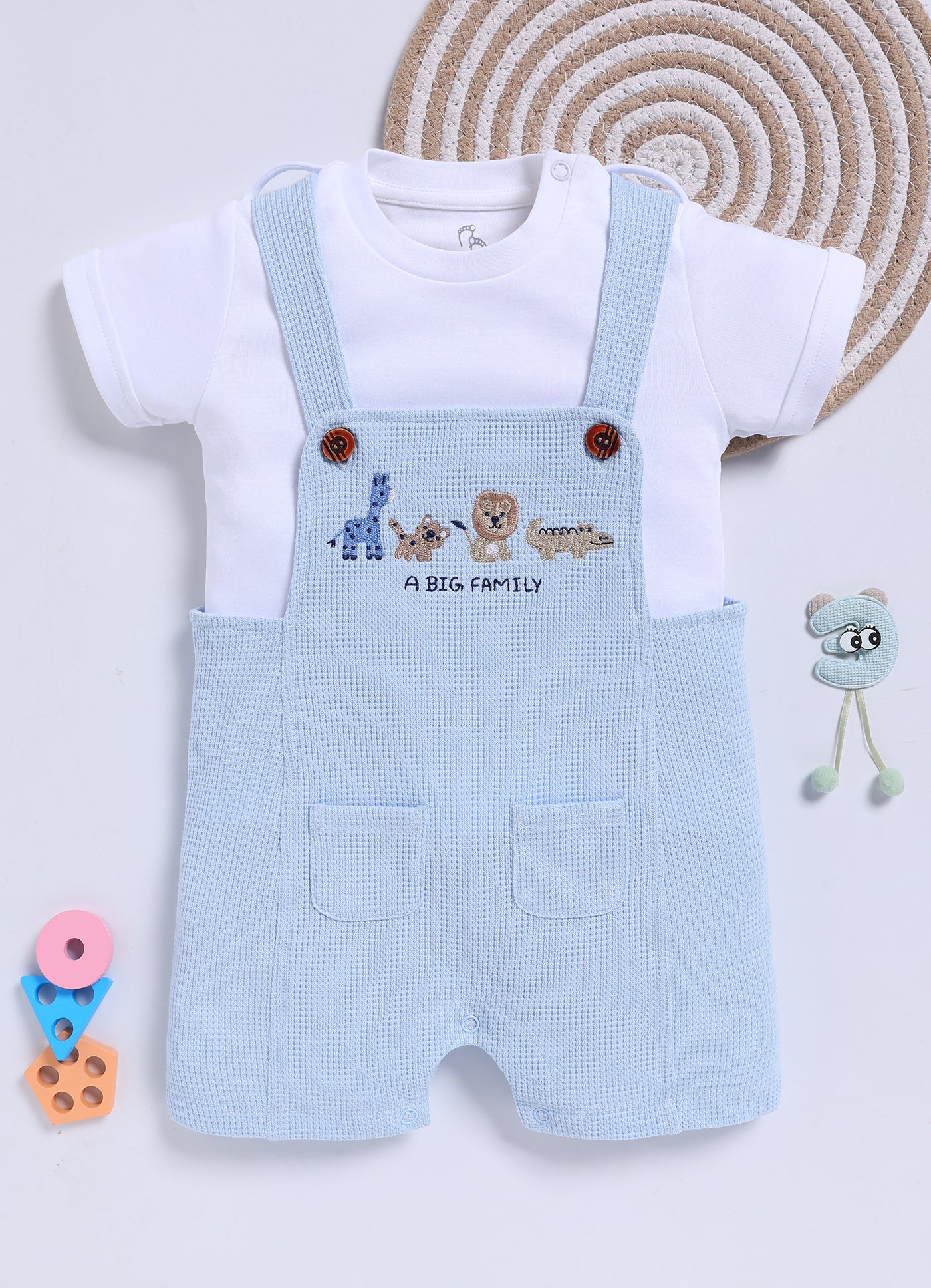 Half Sleeve Dungaree for Boys – Sky Blue Big Family