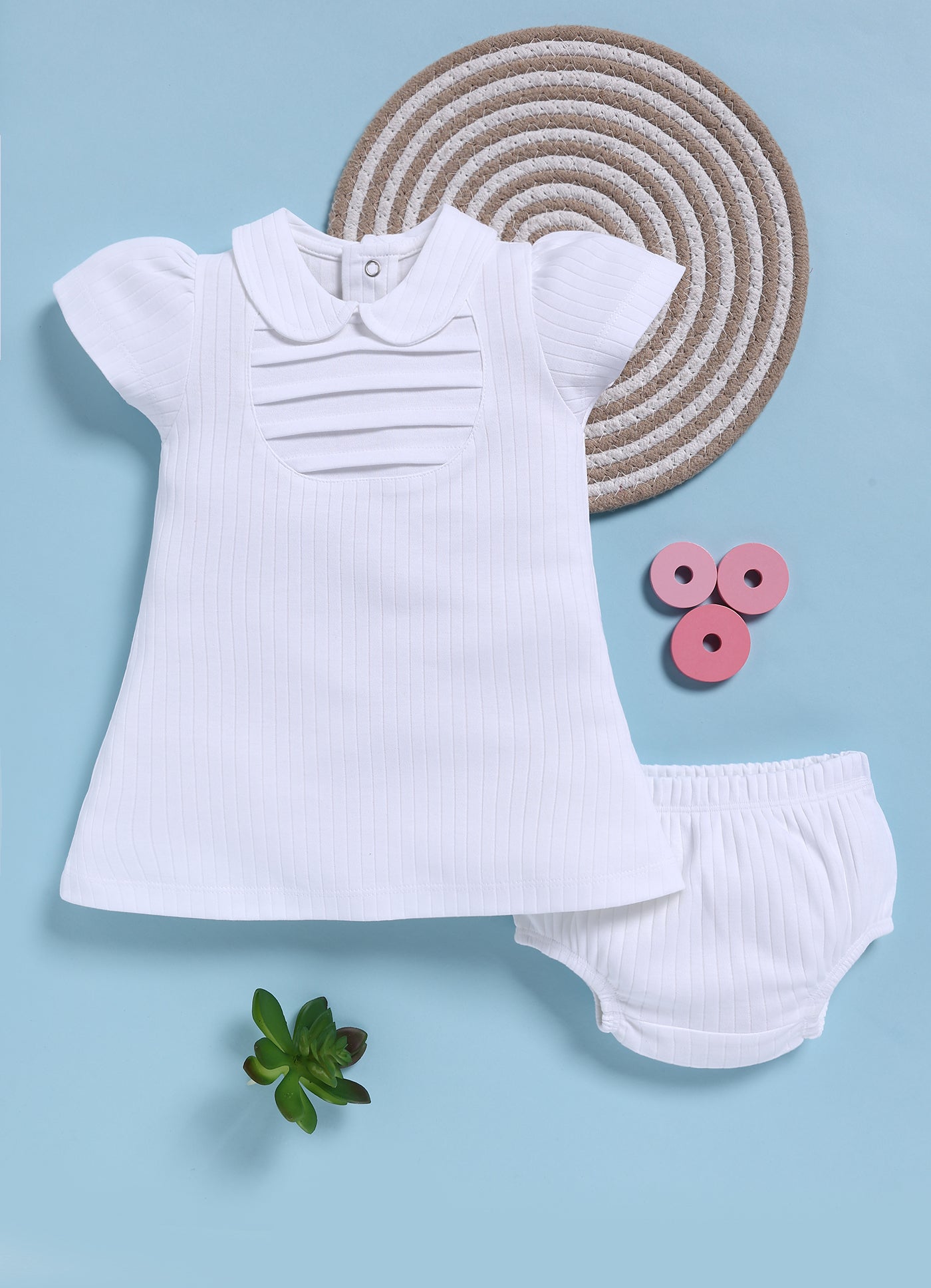 Frock – White Ribbed Classic