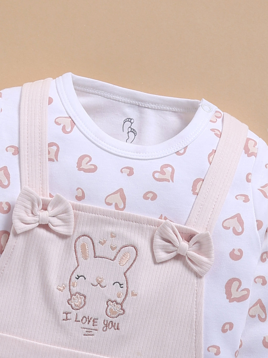 Dungaree - Light Pink Bunny Heart