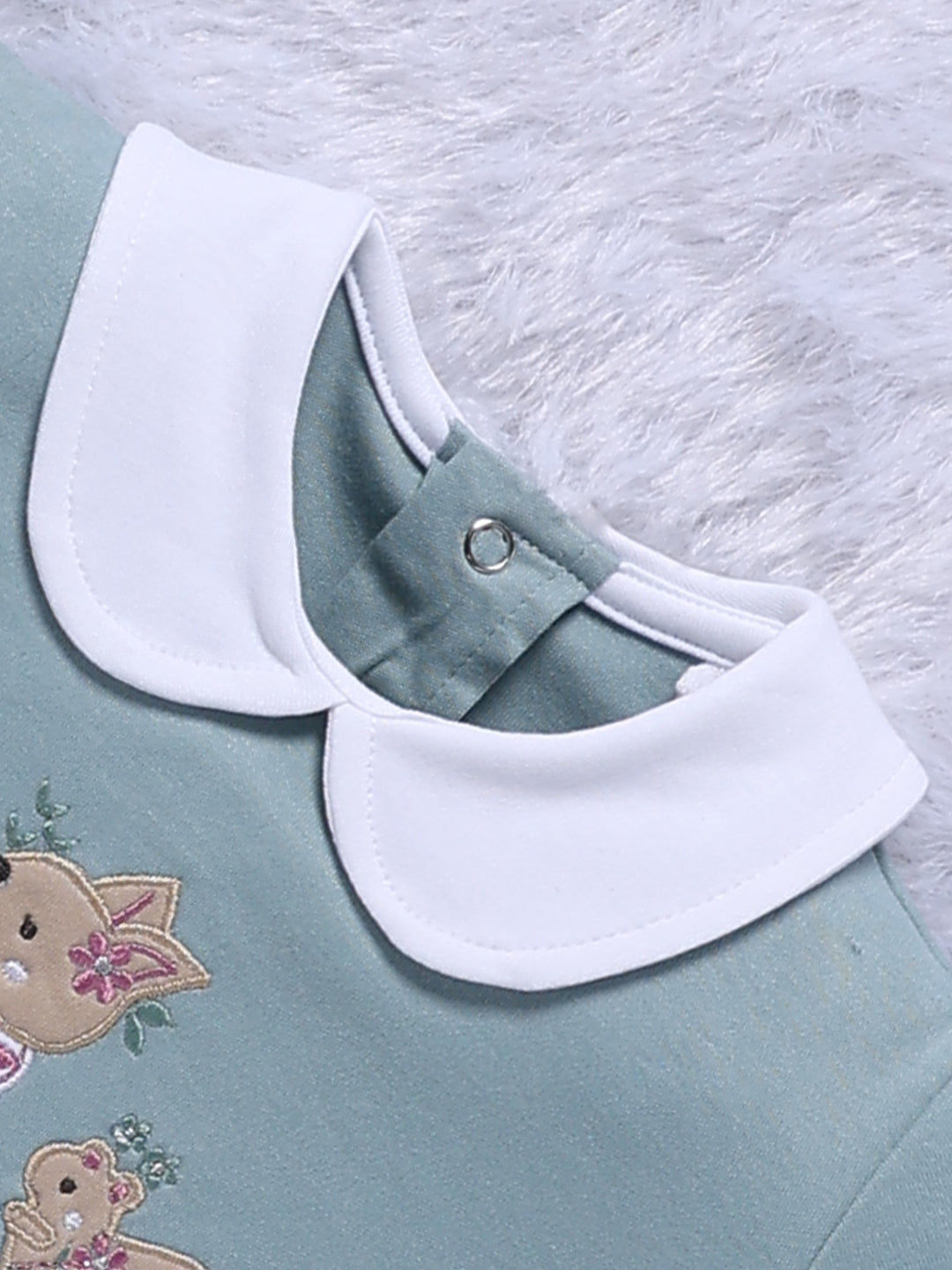 Top & Bottom for Girls - Mint Green Animal Embroidered Top & Floral Trousers Set
