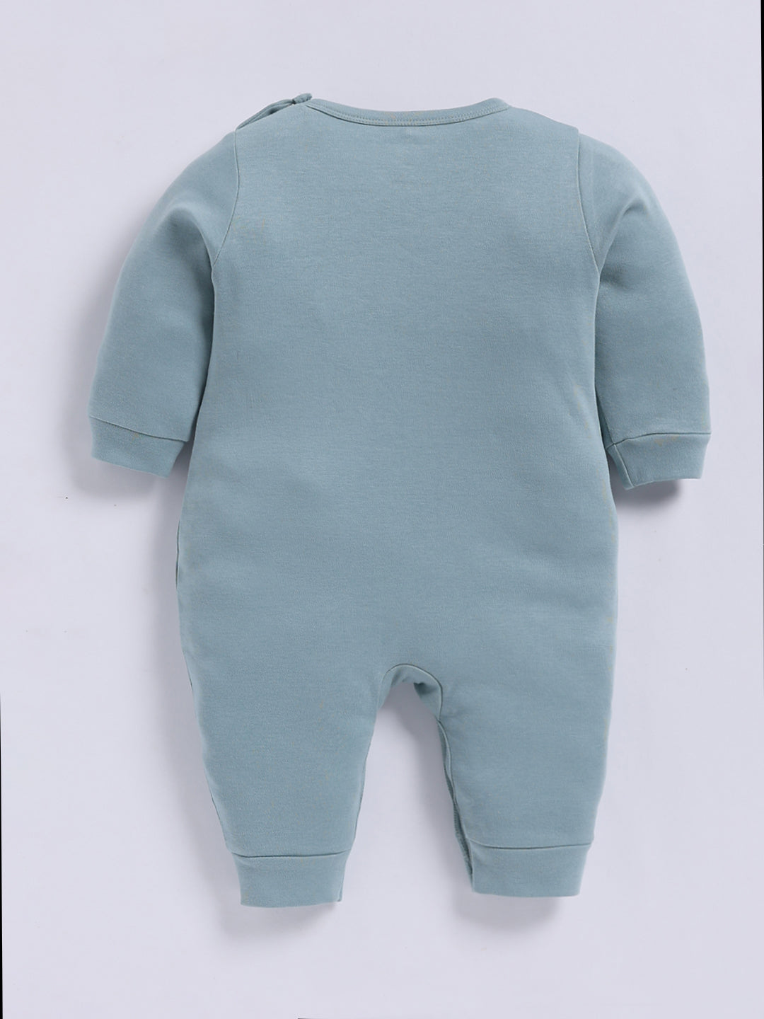 Full Sleeve Romper for Boys – Dusty Blue Animal Embroidered