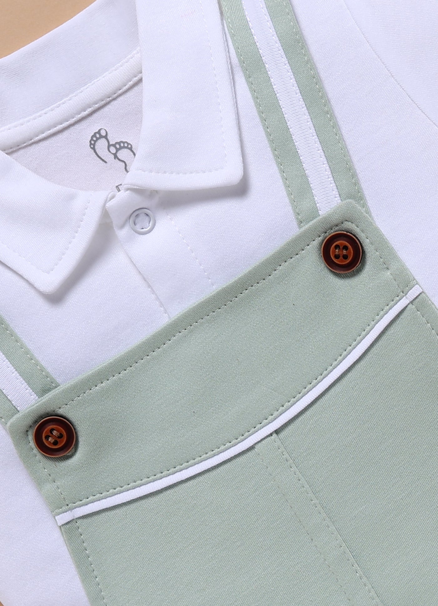 Half Sleeve Dungaree for Boys – Mint Green Classic Button Style