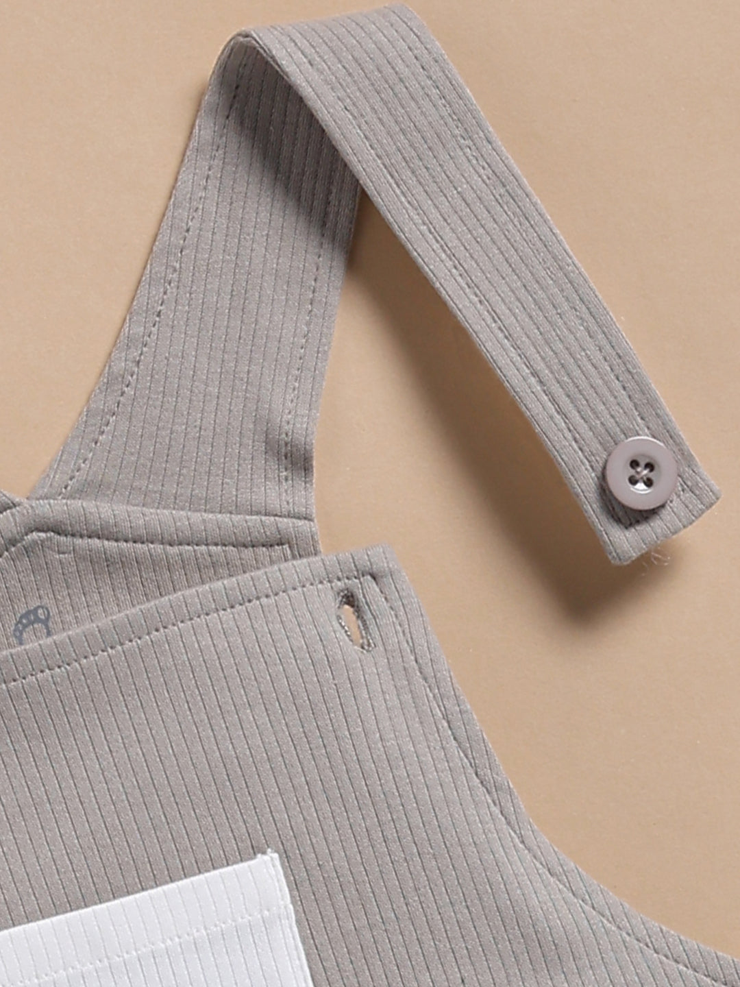 Dungaree - Light Grey Ribbed