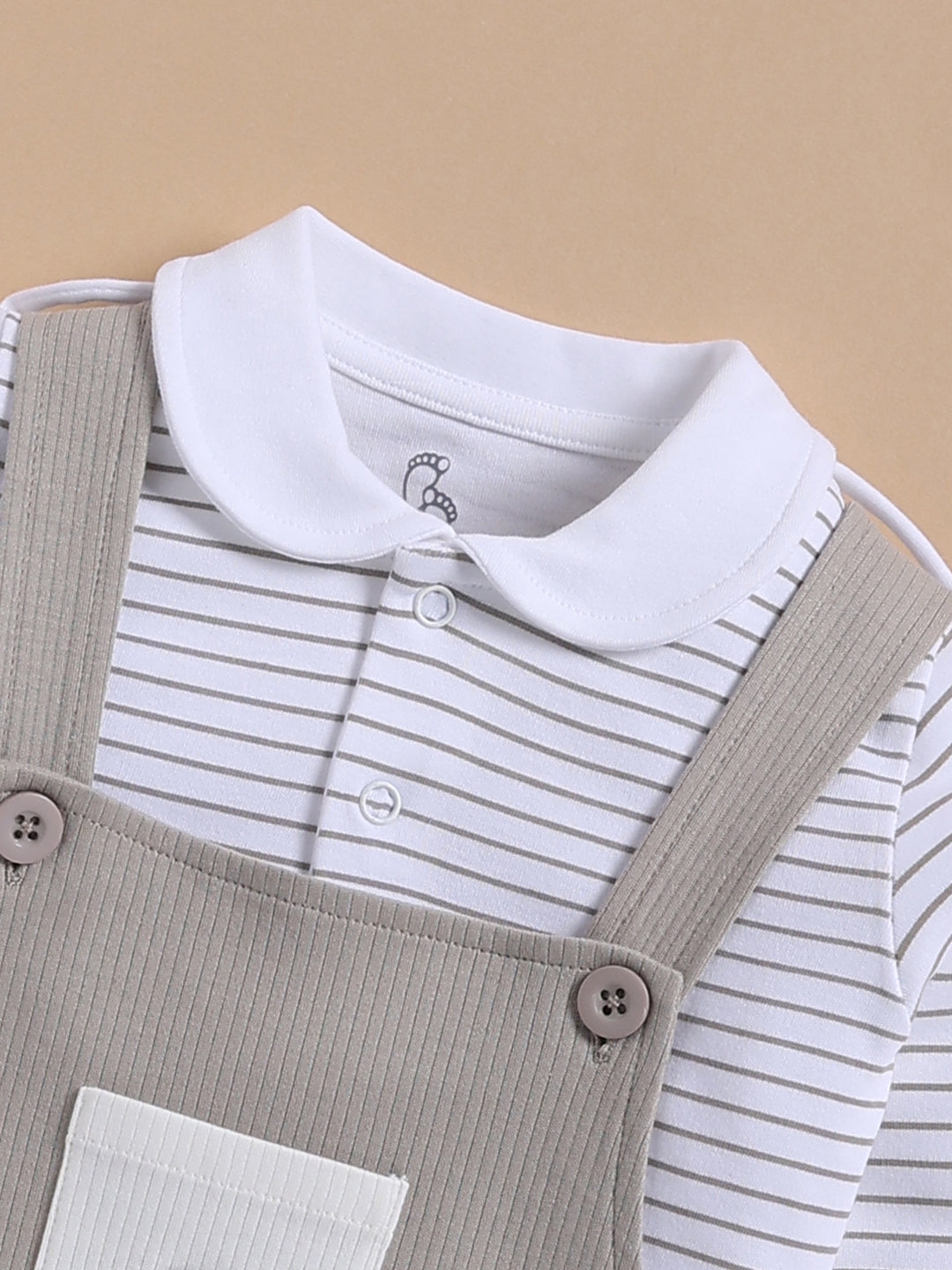 Dungaree - Light Grey Ribbed