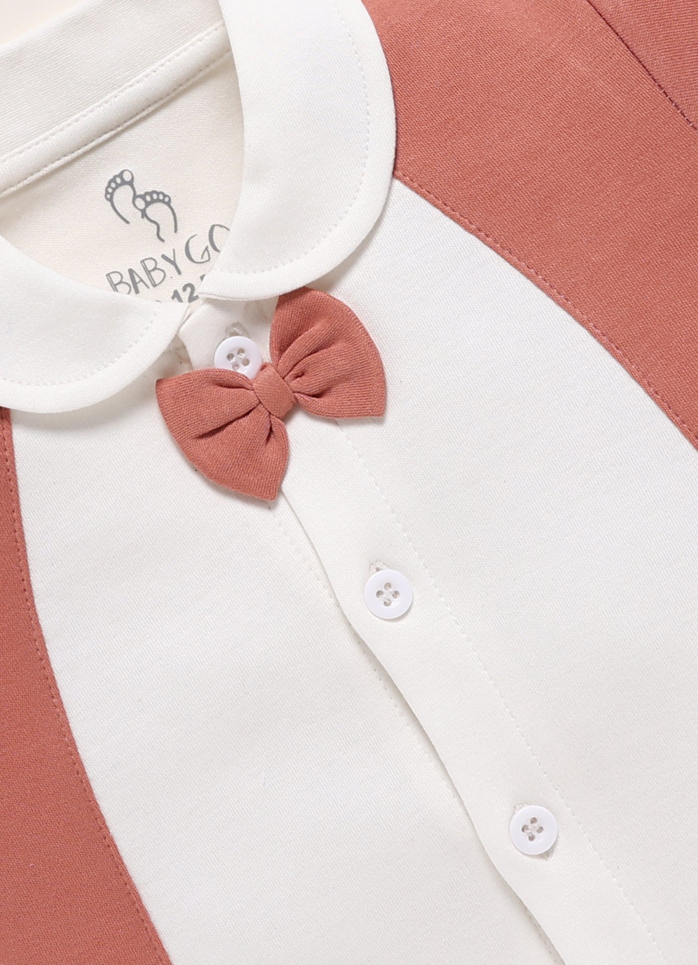 Half-Sleeve Top & Bottom For Girls - Brown with Bow Tie