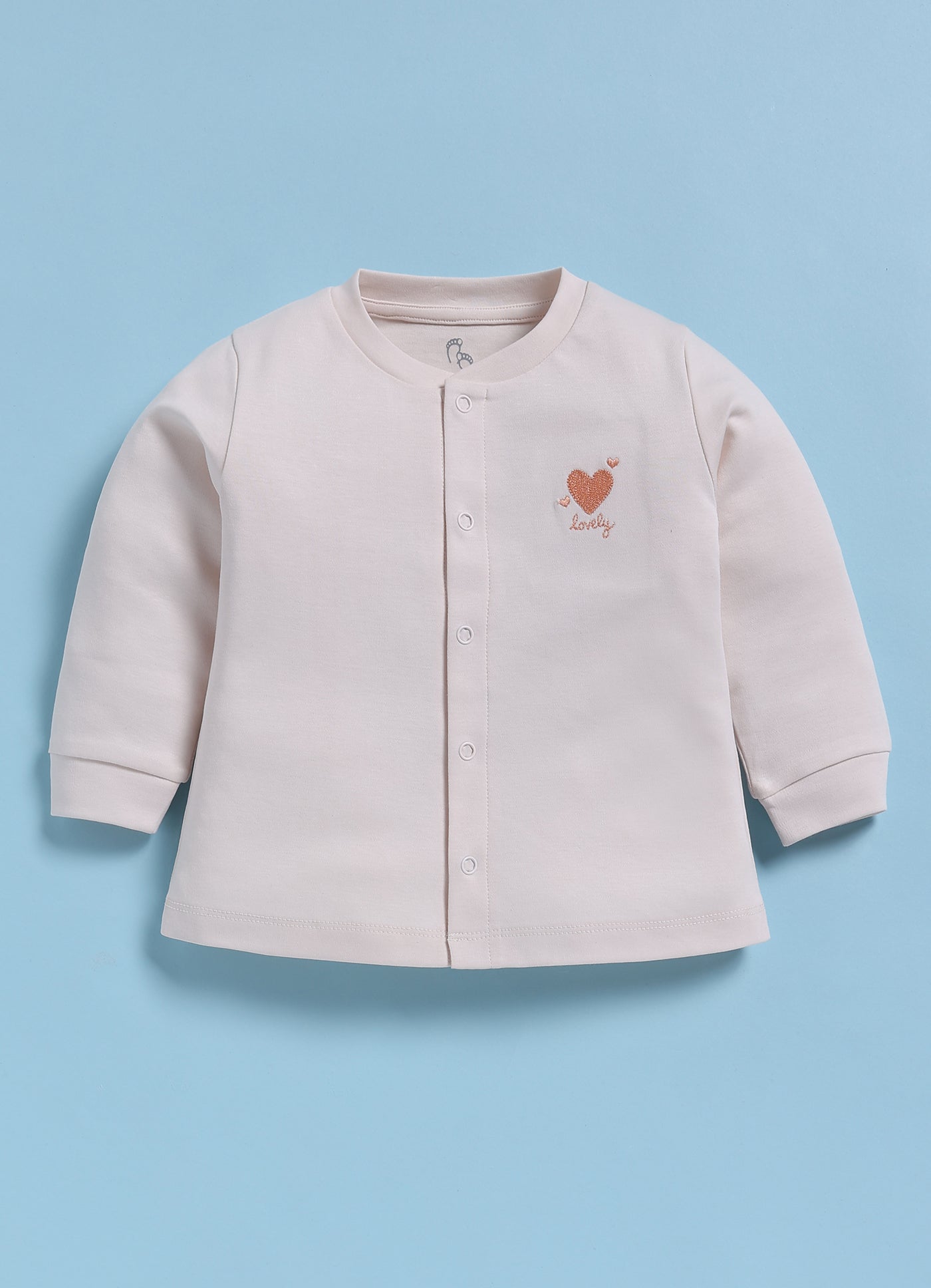 Full-Sleeve Top & Bottom For Girls - Peach Heart
