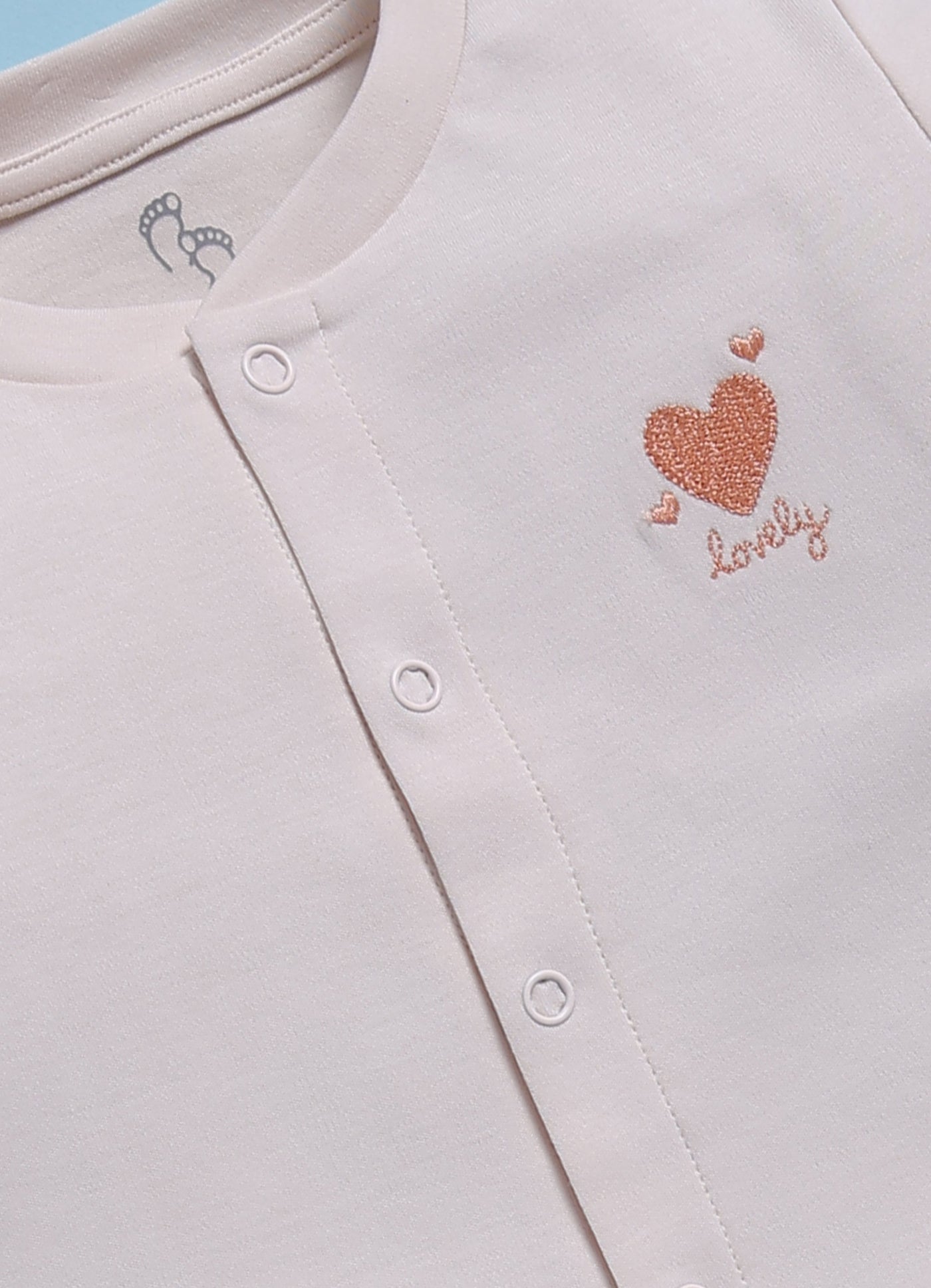 Full-Sleeve Top & Bottom For Girls - Peach Heart
