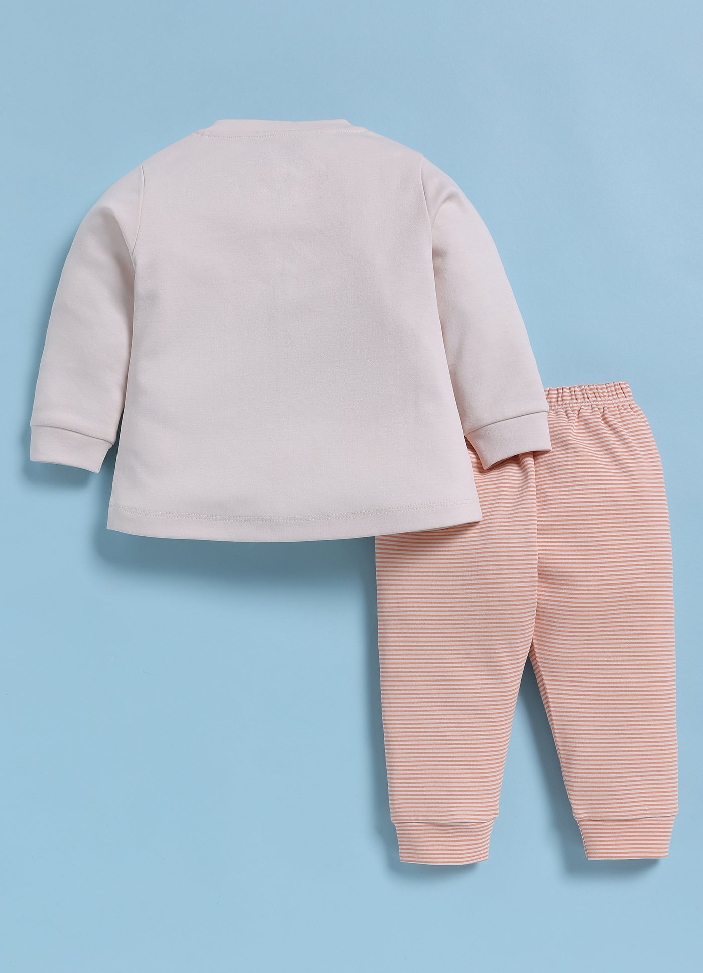 Full-Sleeve Top & Bottom For Girls - Peach Heart