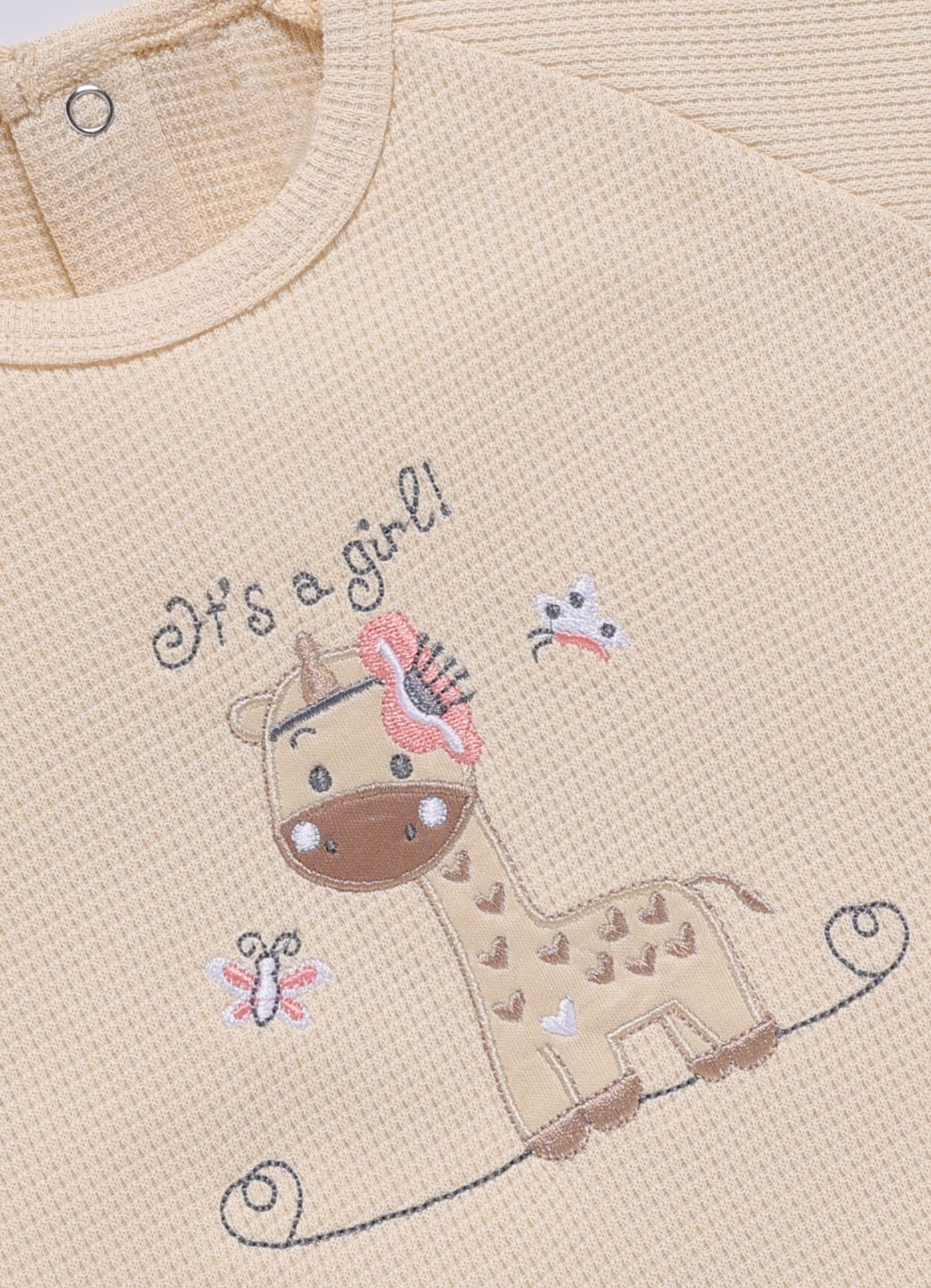 Half-Sleeve Top & Bottom For Girls - Cream It's a Girl