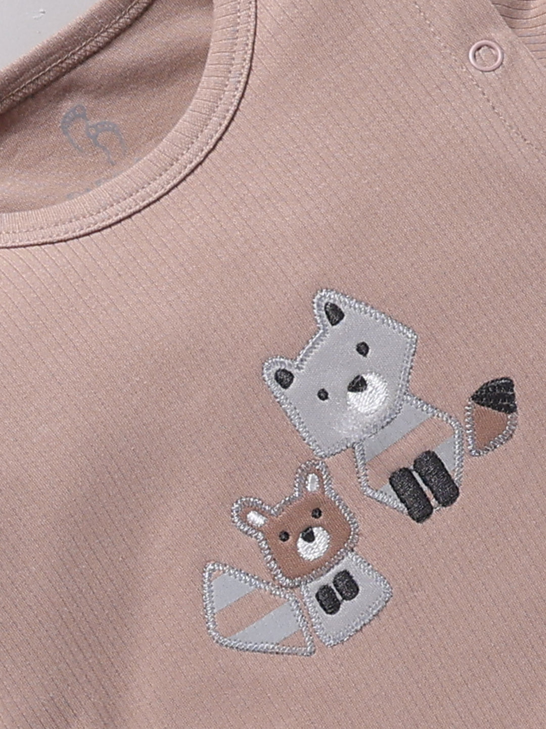 Full Sleeve Romper for Boys – Dusty Pink Woodland Animal Ribbed