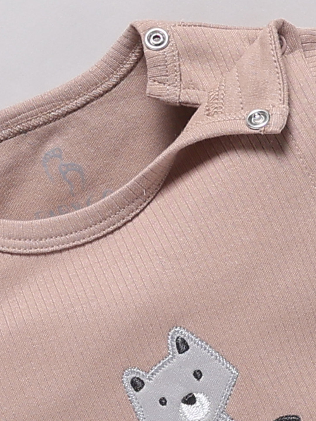 Full Sleeve Romper for Boys – Dusty Pink Woodland Animal Ribbed