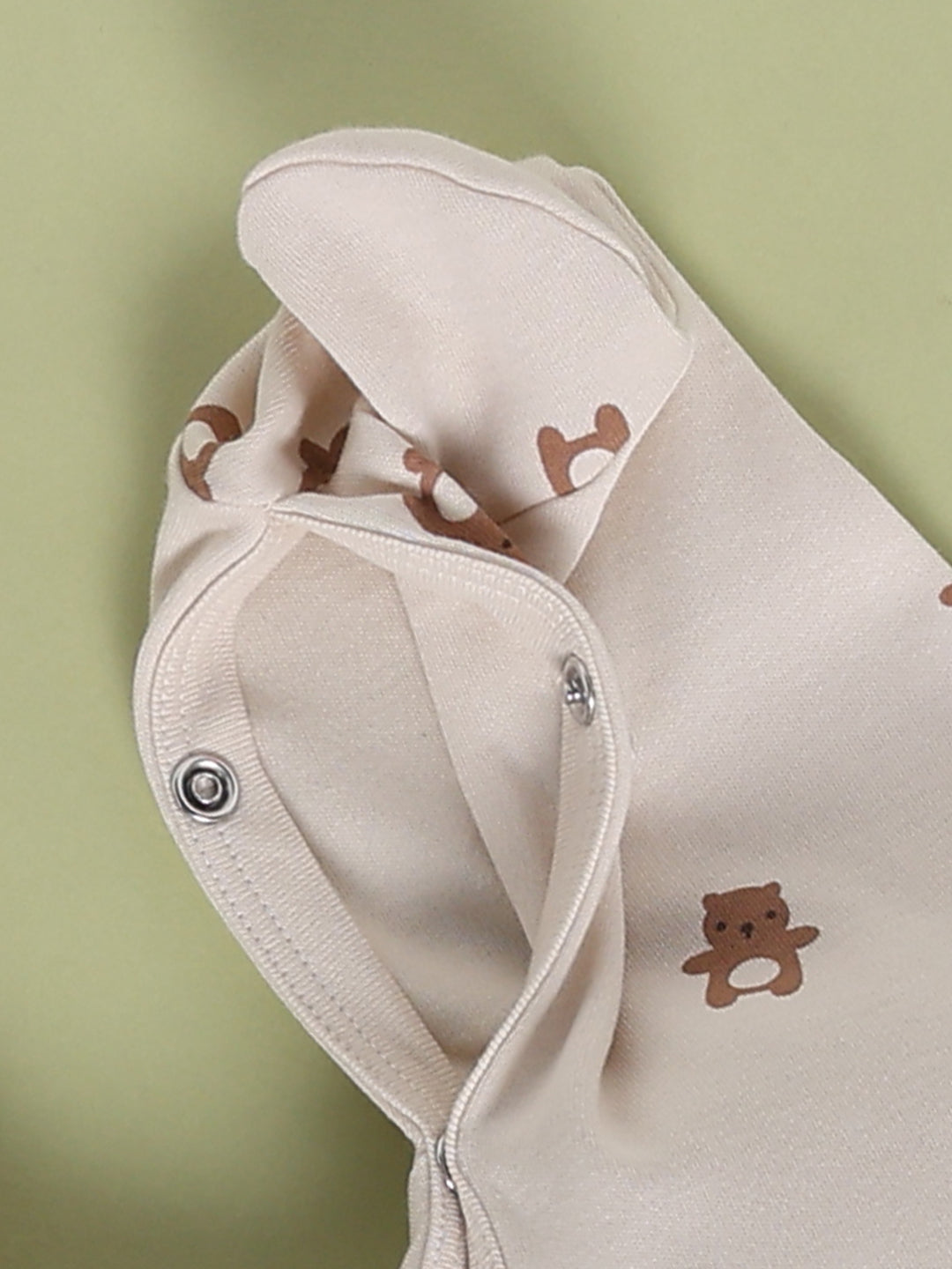 Full Sleeve Romper for Boys – Cream Bear Print Suspender-Style Footie