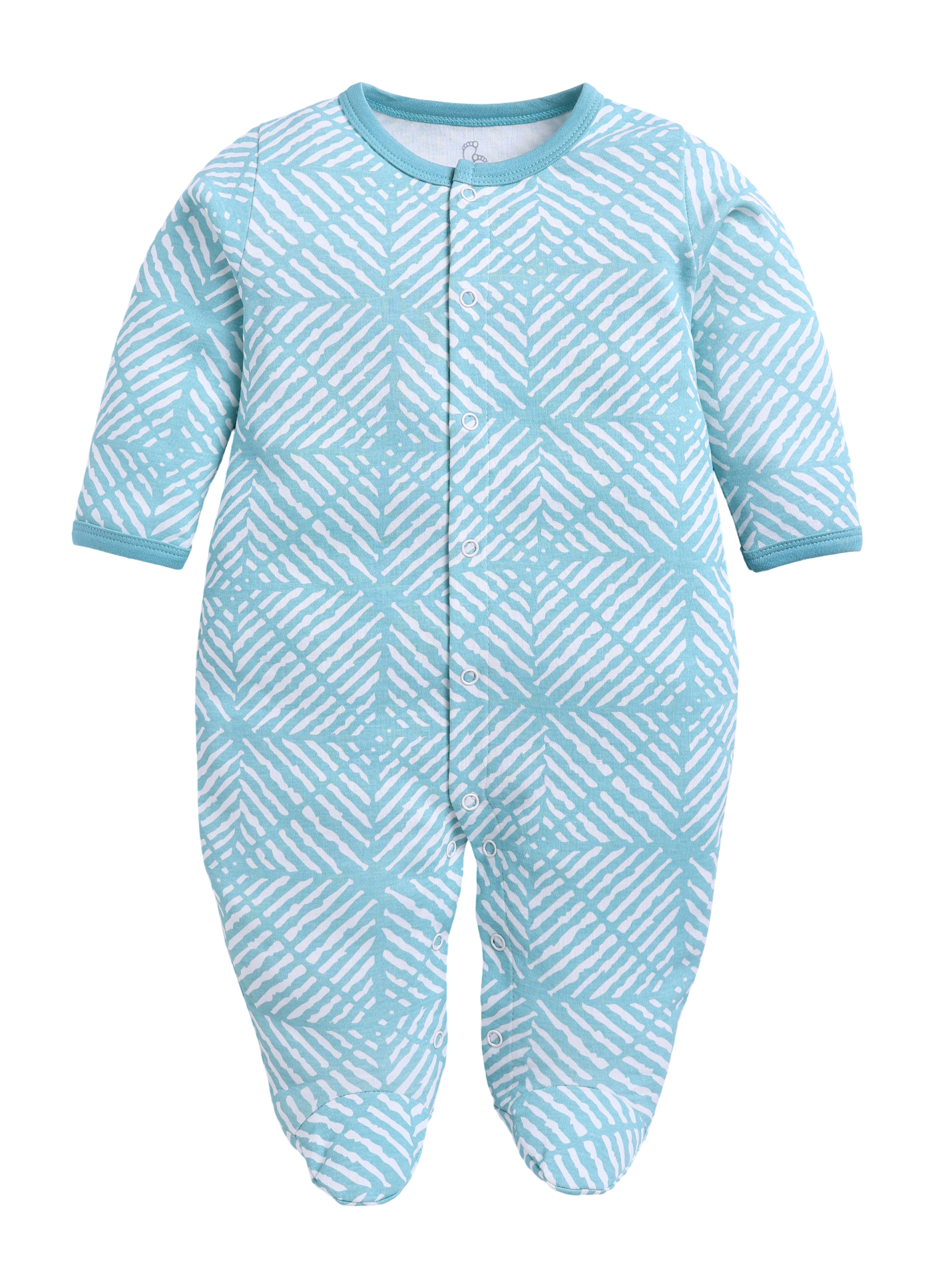 Full Sleeve Romper for Boys - Sea Green & Yellow & Green