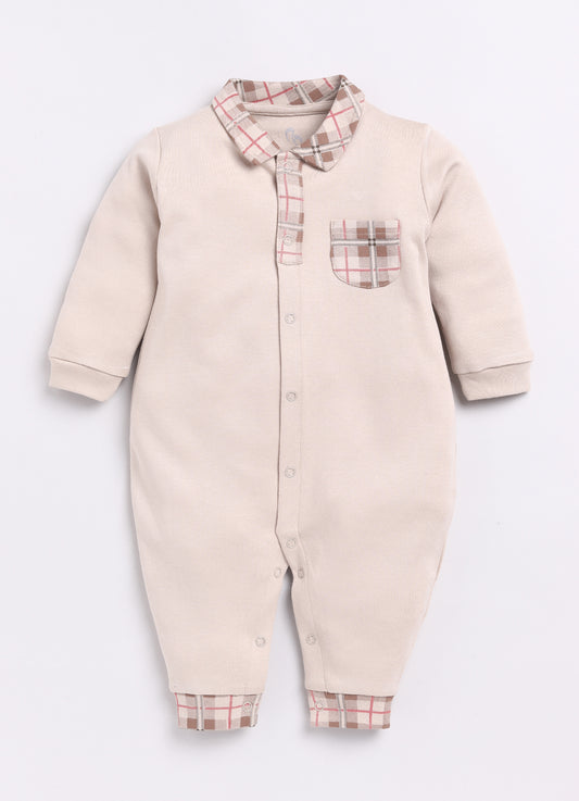 Baby Boy Full Sleeve Romper-Beige