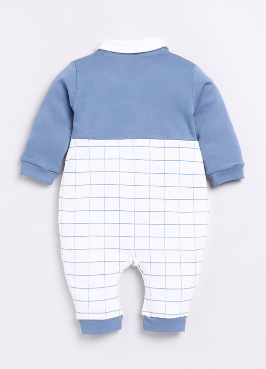 Baby Boy Full Sleeve Designer Romper-Blue